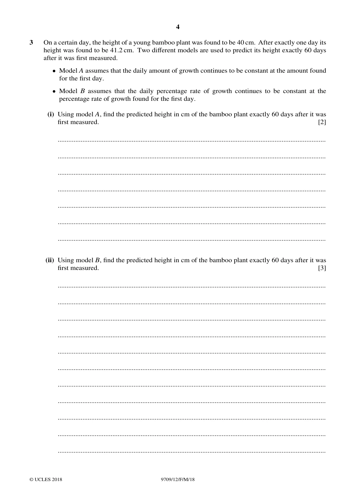 Cambridge A Level Mathematics 9709 2018 Feb/March Paper 1 · Variant 2 question paper, page 4 of 20