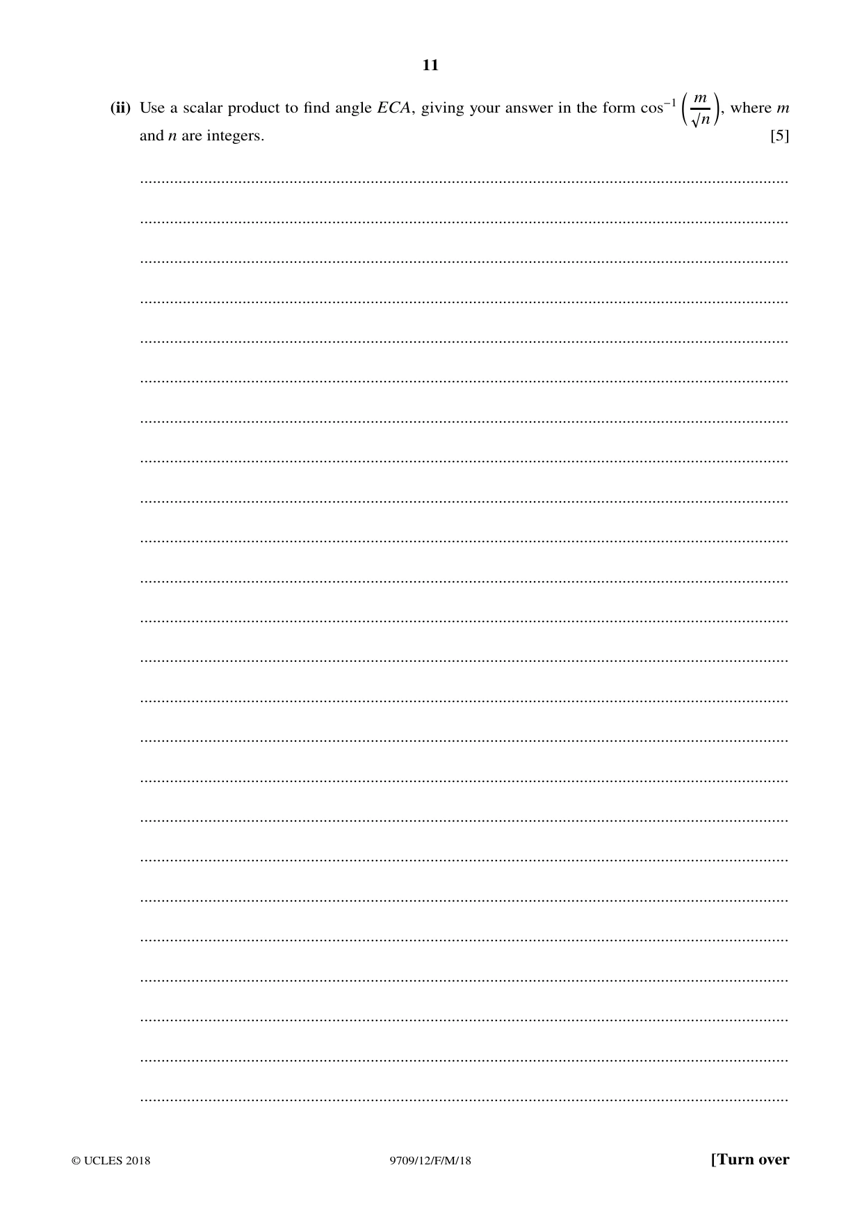 Cambridge A Level Mathematics 9709 2018 Feb/March Paper 1 · Variant 2 question paper, page 11 of 20