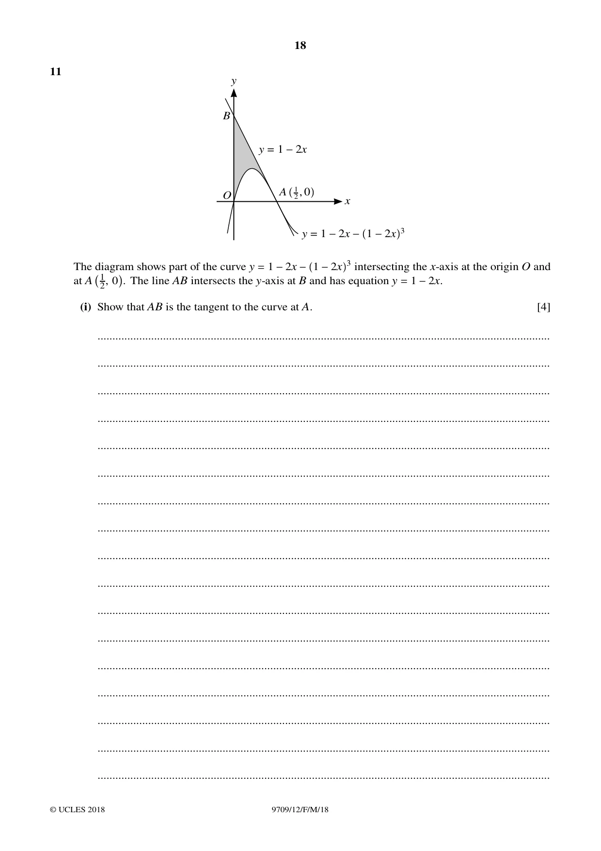 Cambridge A Level Mathematics 9709 2018 Feb/March Paper 1 · Variant 2 question paper, page 18 of 20