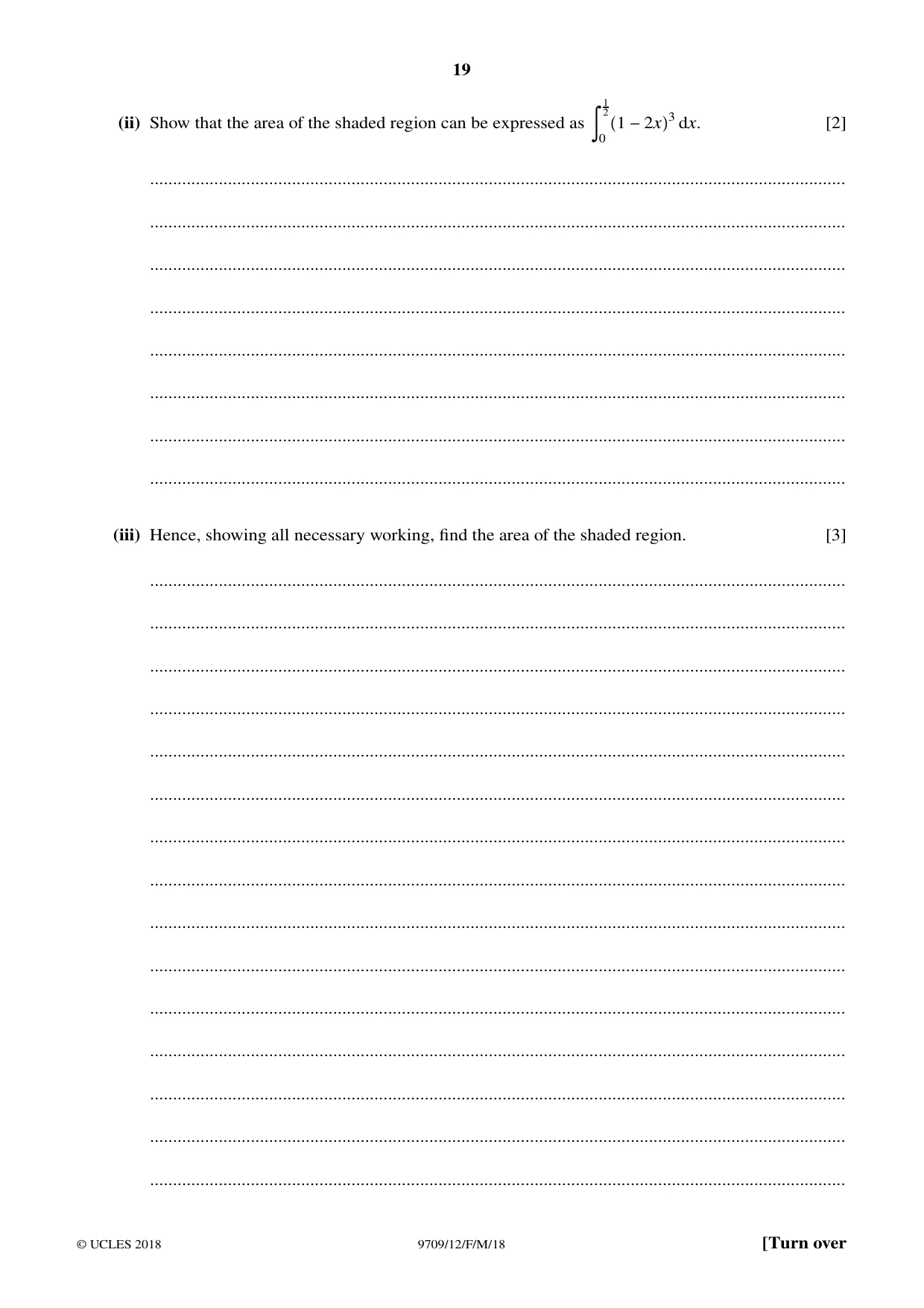 Cambridge A Level Mathematics 9709 2018 Feb/March Paper 1 · Variant 2 question paper, page 19 of 20