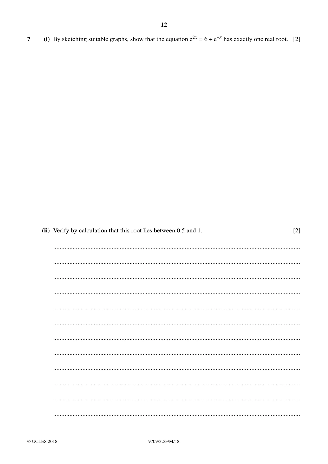 Cambridge A Level Mathematics 9709 2018 Feb/March Paper 3 · Variant 2 question paper, page 12 of 20