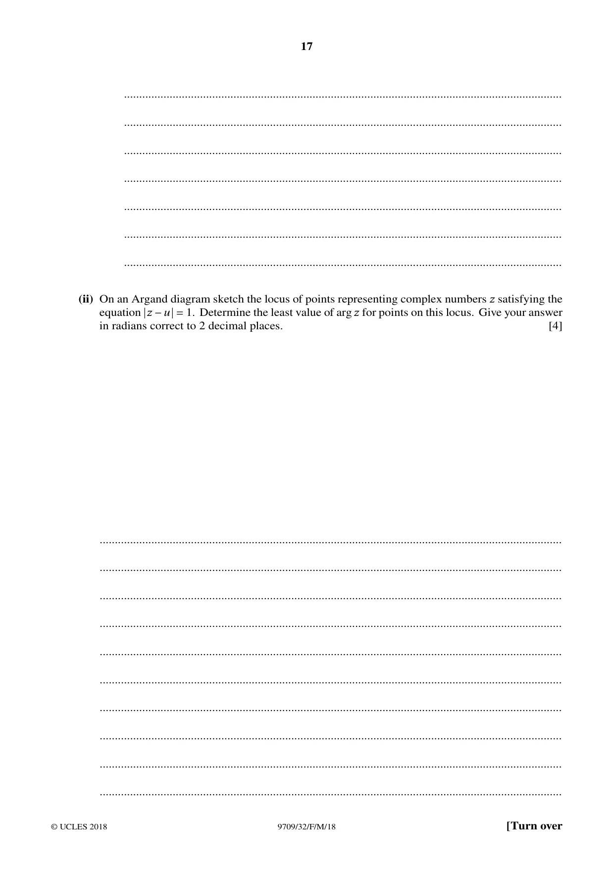 Cambridge A Level Mathematics 9709 2018 Feb/March Paper 3 · Variant 2 question paper, page 17 of 20