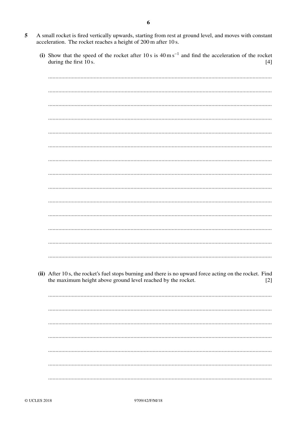 Cambridge A Level Mathematics 9709 2018 Feb/March Paper 4 · Variant 2 question paper, page 6 of 12