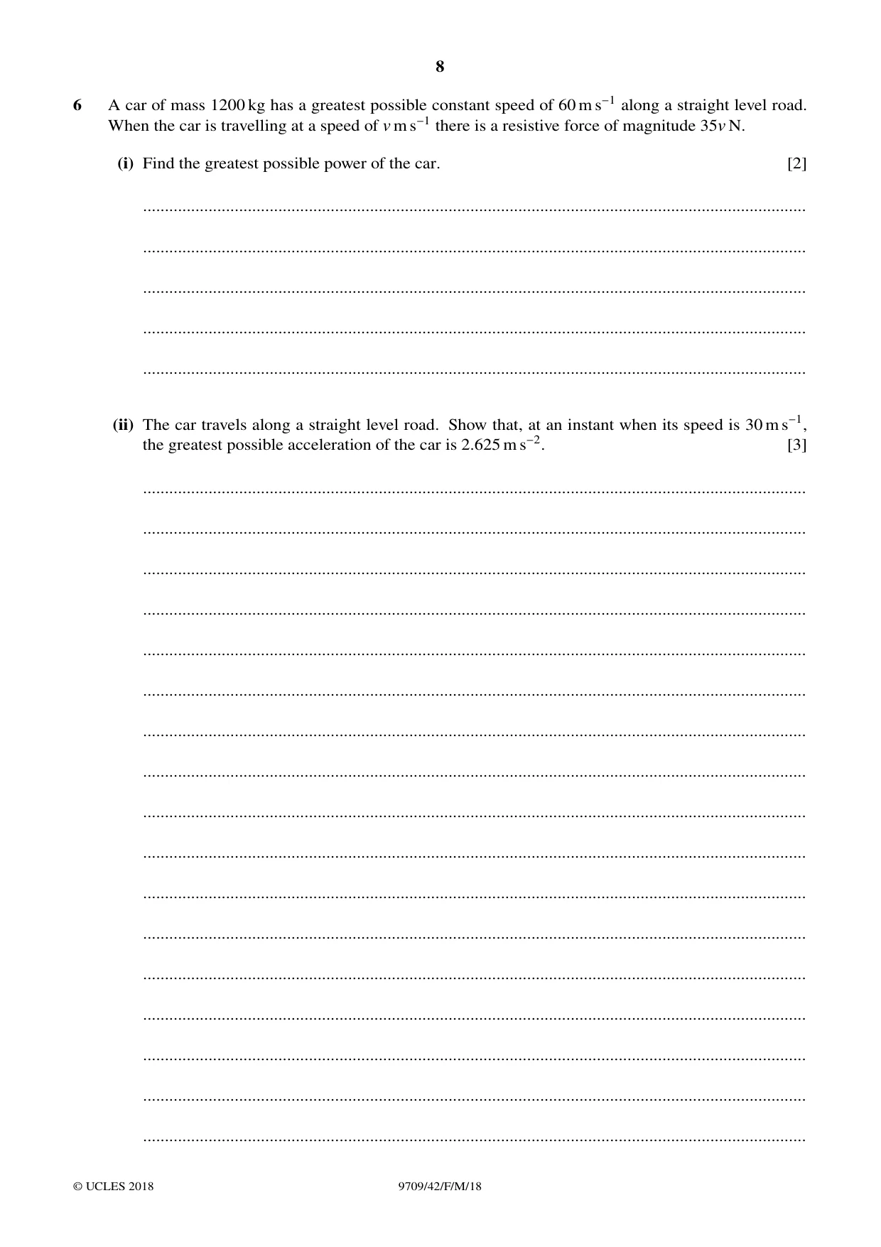 Cambridge A Level Mathematics 9709 2018 Feb/March Paper 4 · Variant 2 question paper, page 8 of 12