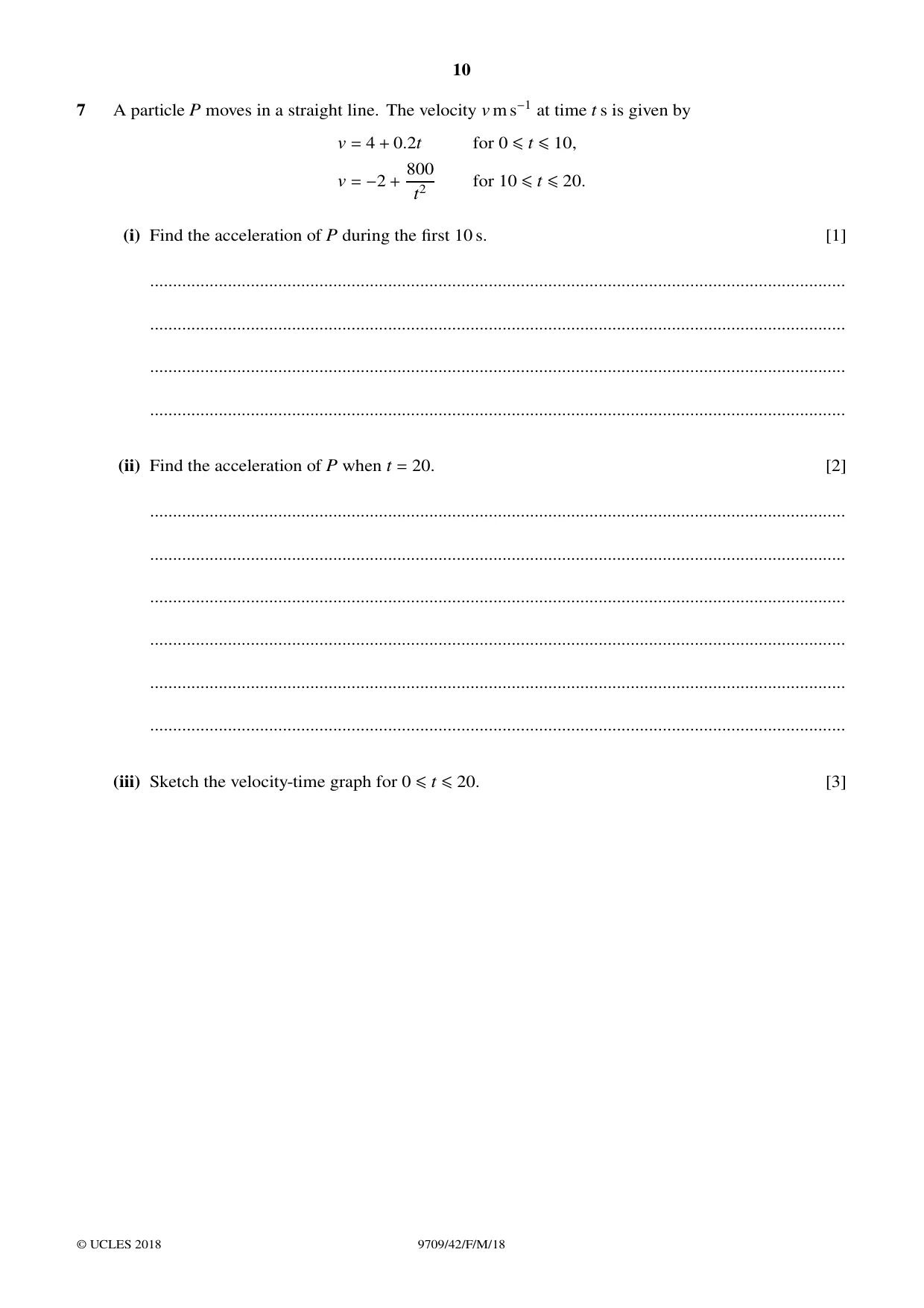 Cambridge A Level Mathematics 9709 2018 Feb/March Paper 4 · Variant 2 question paper, page 10 of 12