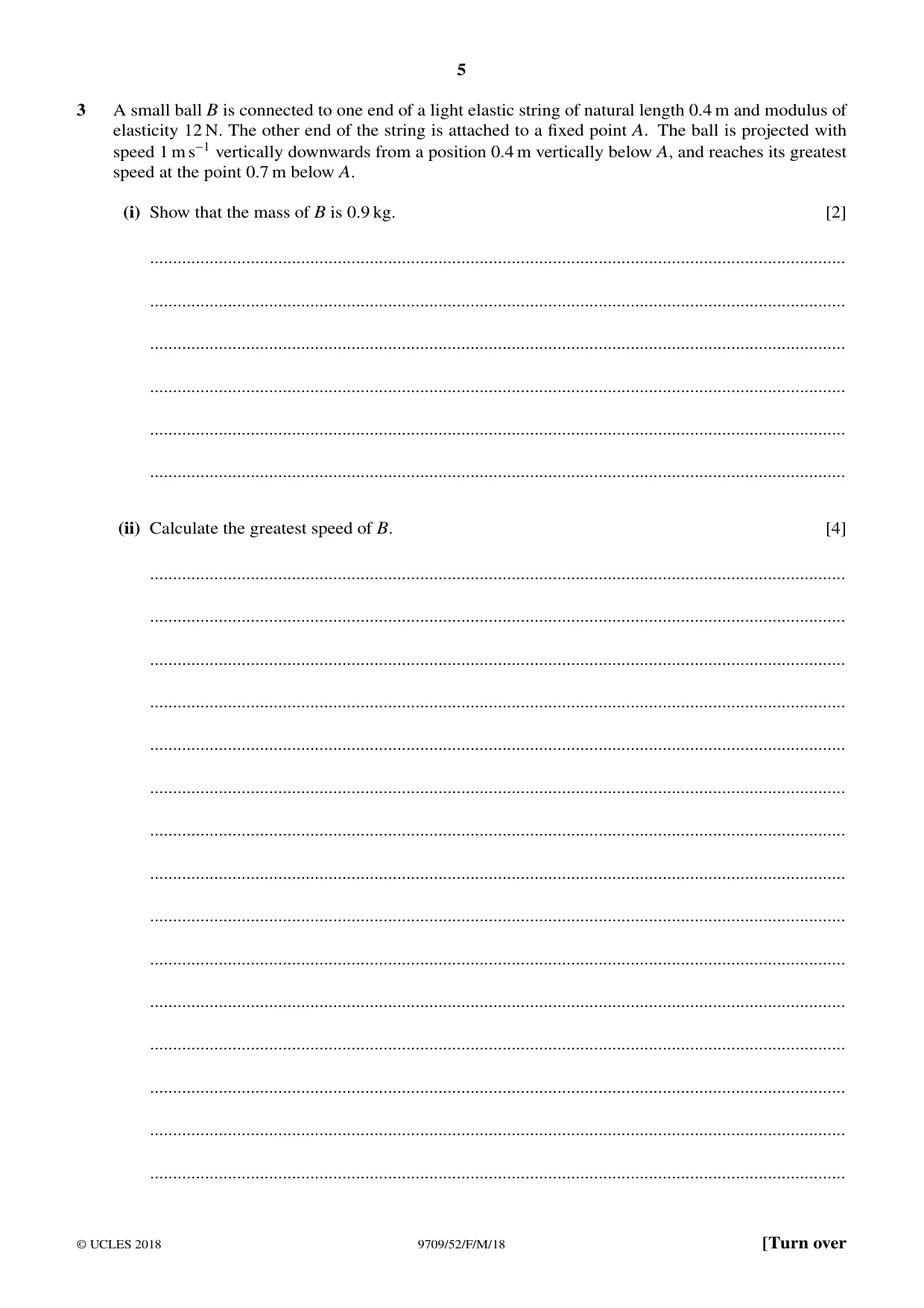 Cambridge A Level Mathematics 9709 2018 Feb/March Paper 5 · Variant 2 question paper, page 5 of 16