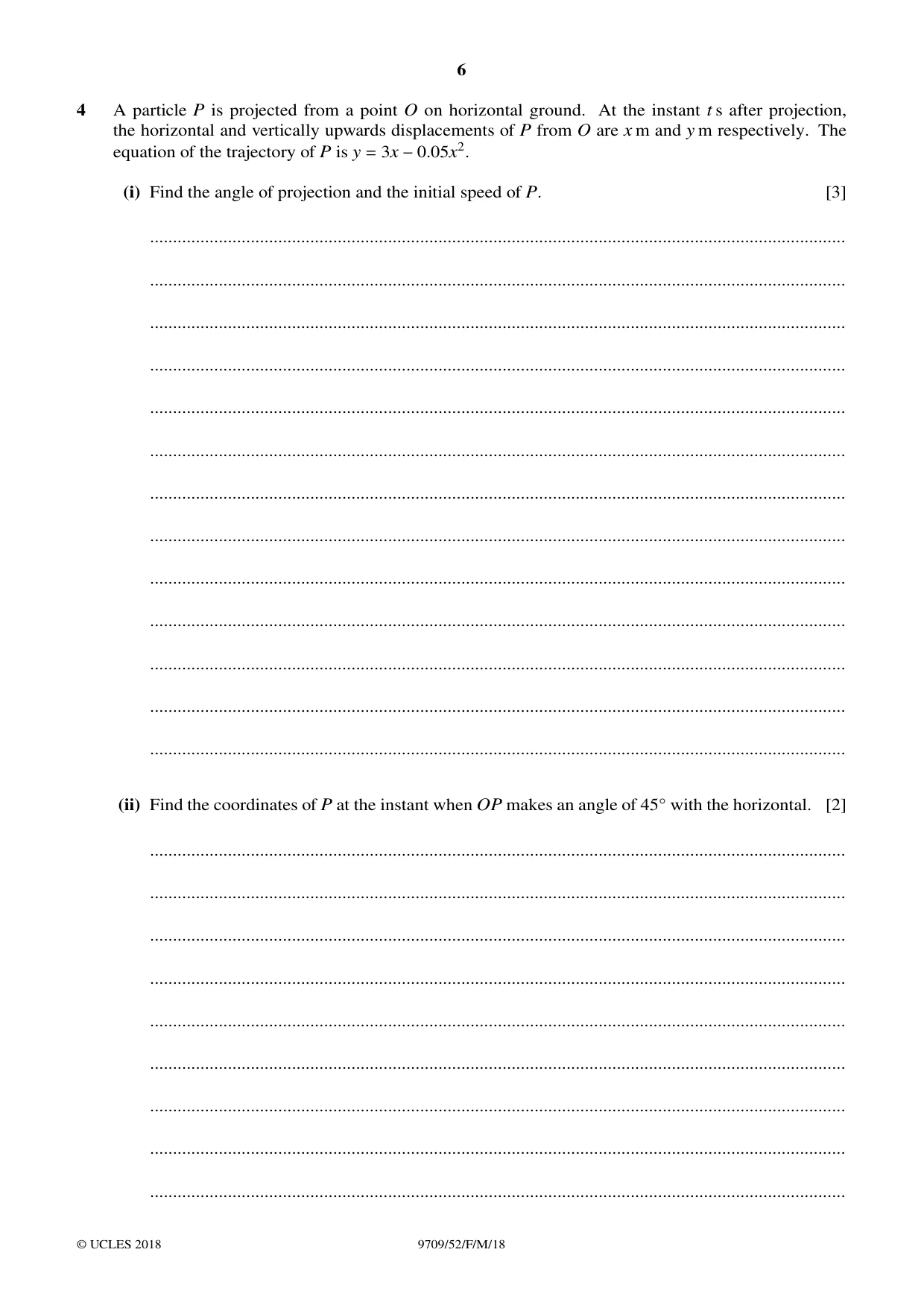 Cambridge A Level Mathematics 9709 2018 Feb/March Paper 5 · Variant 2 question paper, page 6 of 16