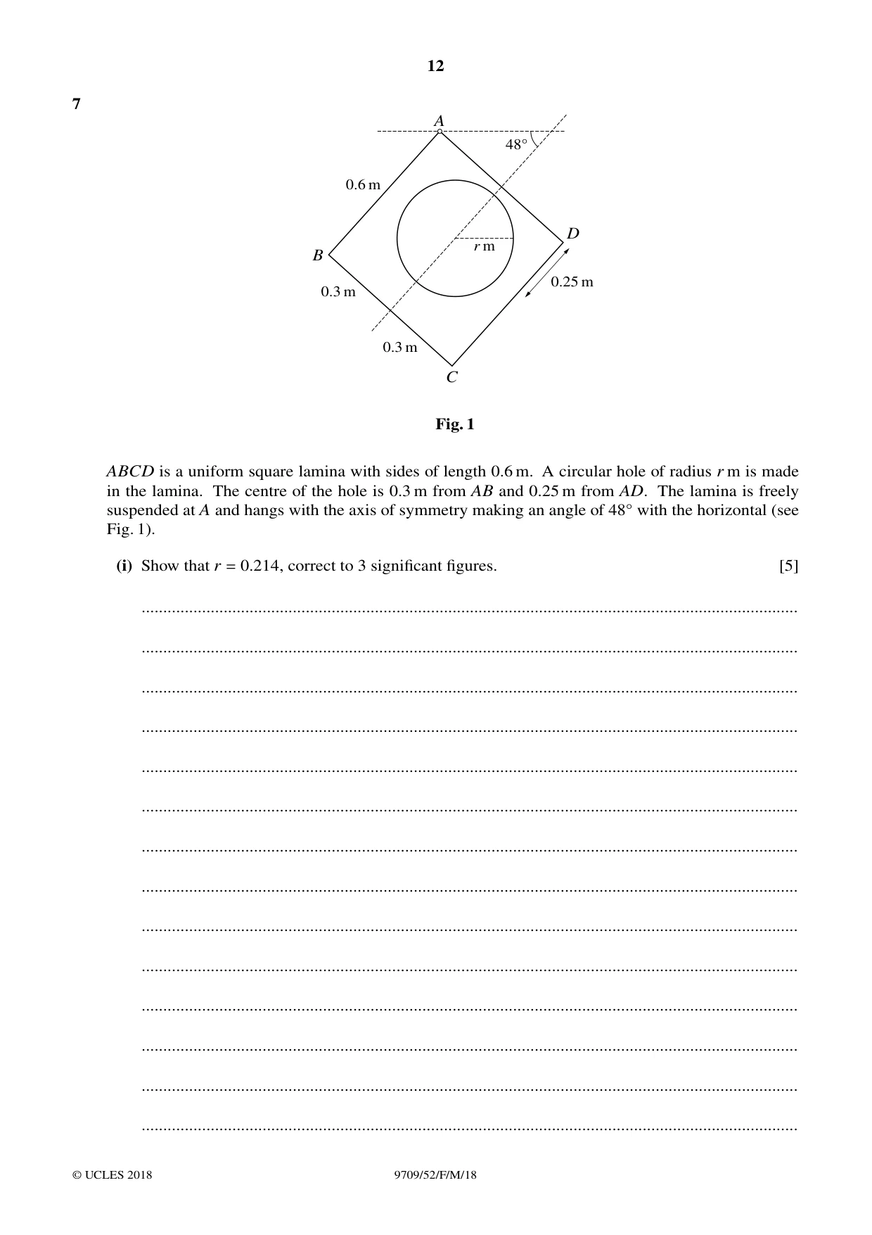 Cambridge A Level Mathematics 9709 2018 Feb/March Paper 5 · Variant 2 question paper, page 12 of 16