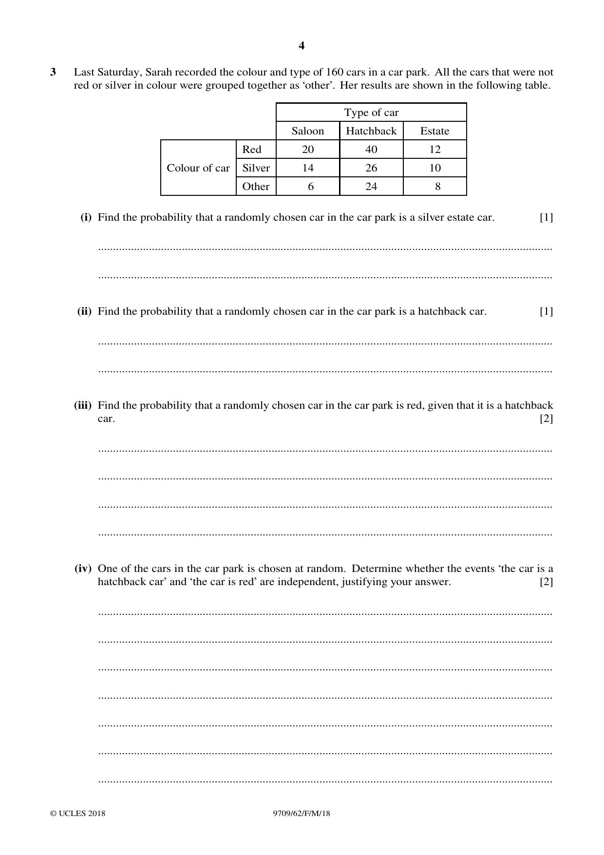 Cambridge A Level Mathematics 9709 2018 Feb/March Paper 6 · Variant 2 question paper, page 4 of 12