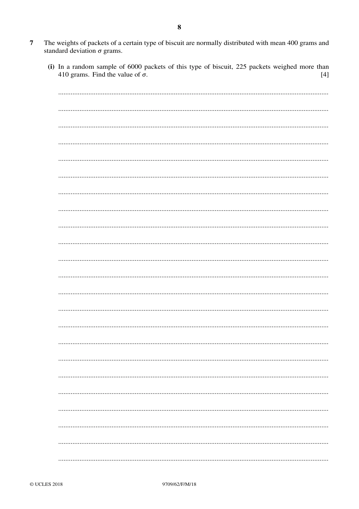 Cambridge A Level Mathematics 9709 2018 Feb/March Paper 6 · Variant 2 question paper, page 8 of 12