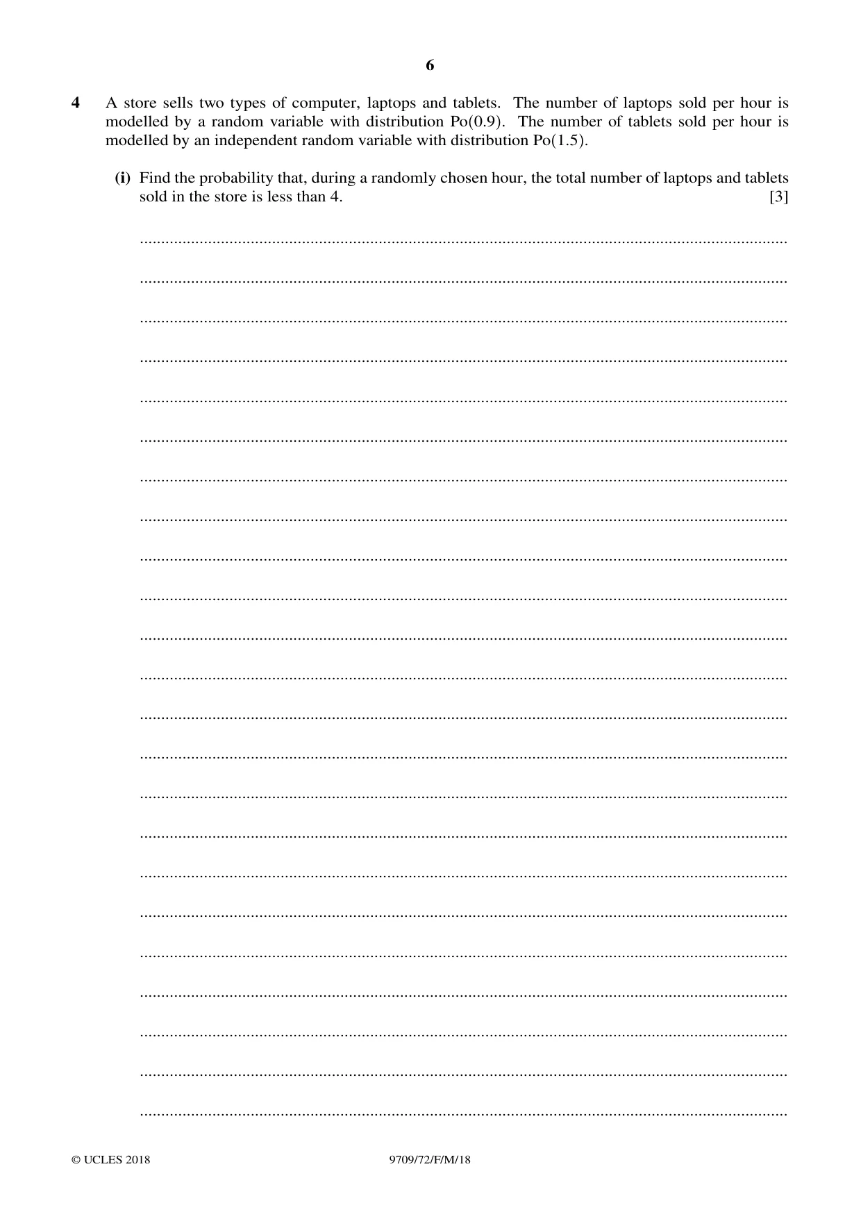 Cambridge A Level Mathematics 9709 2018 Feb/March Paper 7 · Variant 2 question paper, page 6 of 16