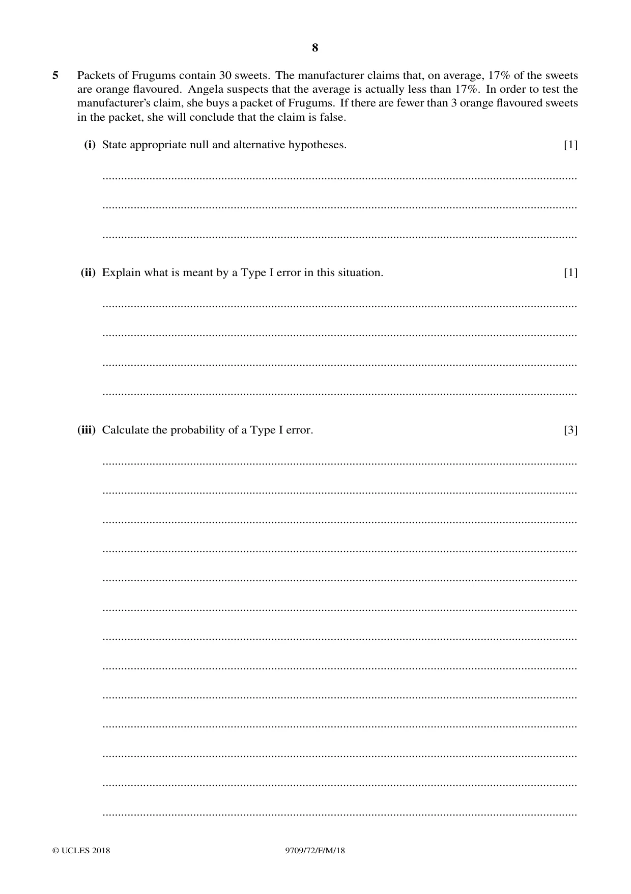 Cambridge A Level Mathematics 9709 2018 Feb/March Paper 7 · Variant 2 question paper, page 8 of 16