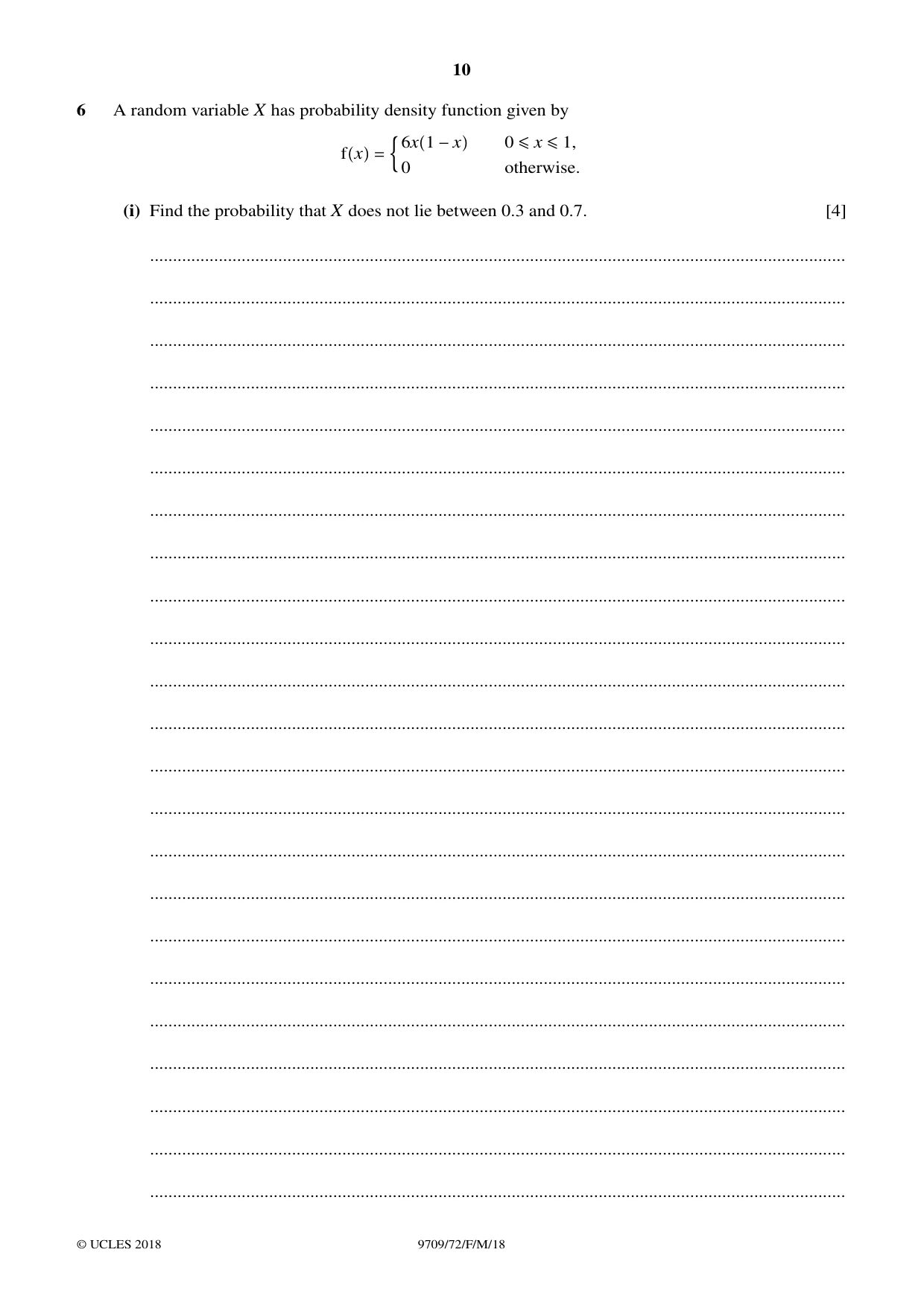 Cambridge A Level Mathematics 9709 2018 Feb/March Paper 7 · Variant 2 question paper, page 10 of 16