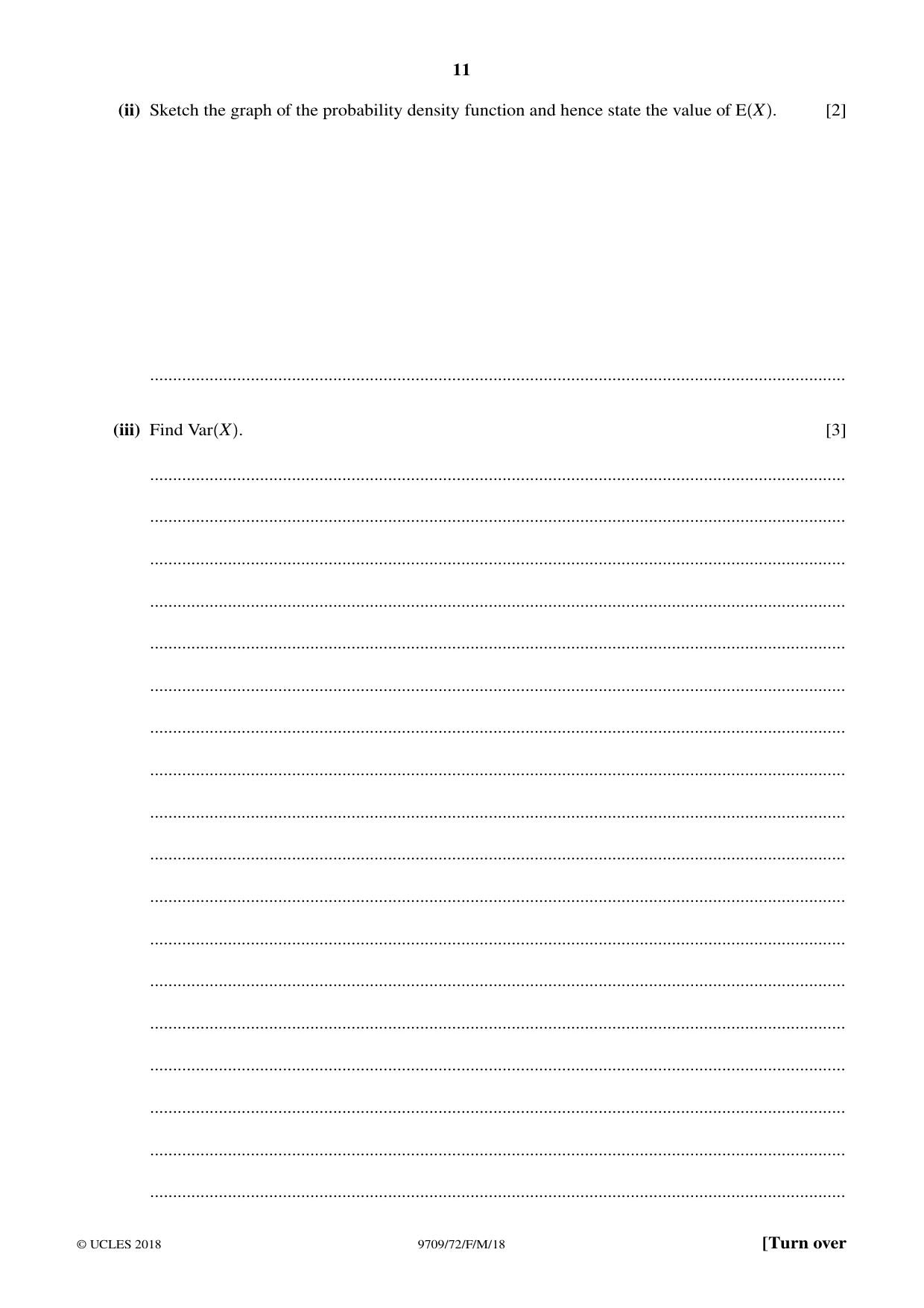 Cambridge A Level Mathematics 9709 2018 Feb/March Paper 7 · Variant 2 question paper, page 11 of 16