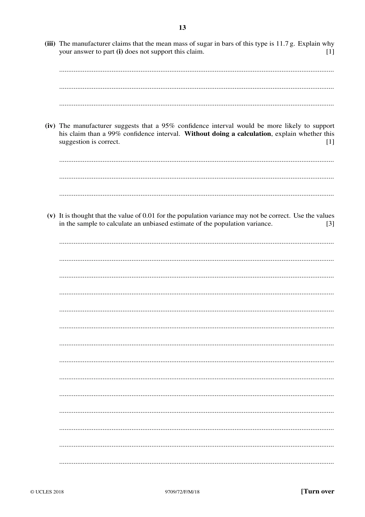 Cambridge A Level Mathematics 9709 2018 Feb/March Paper 7 · Variant 2 question paper, page 13 of 16