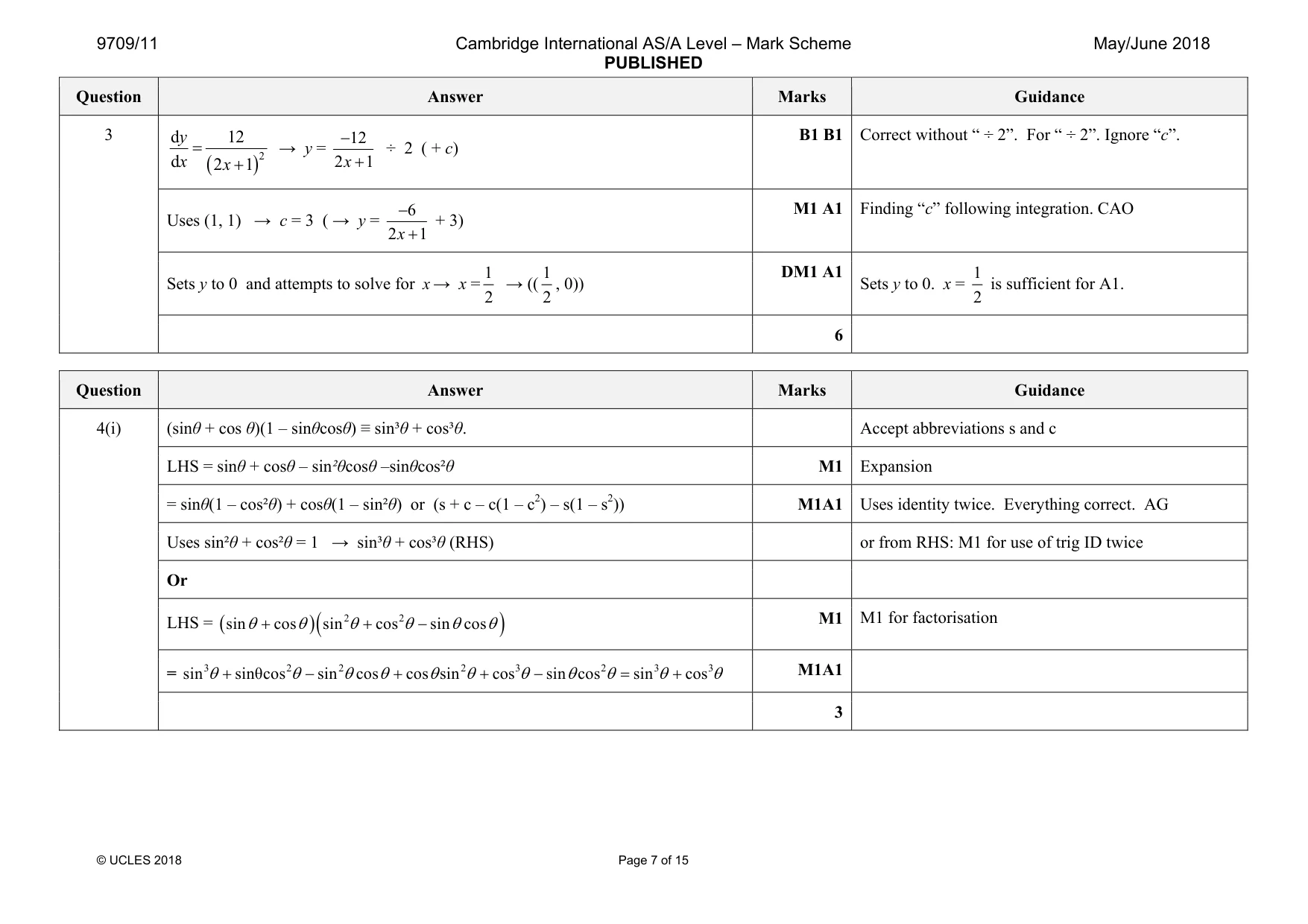 Mark scheme, page 7 of 15