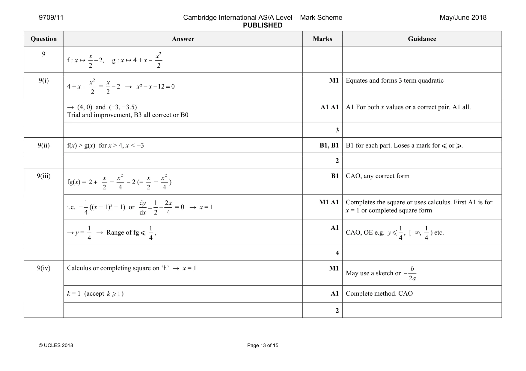 Mark scheme, page 13 of 15