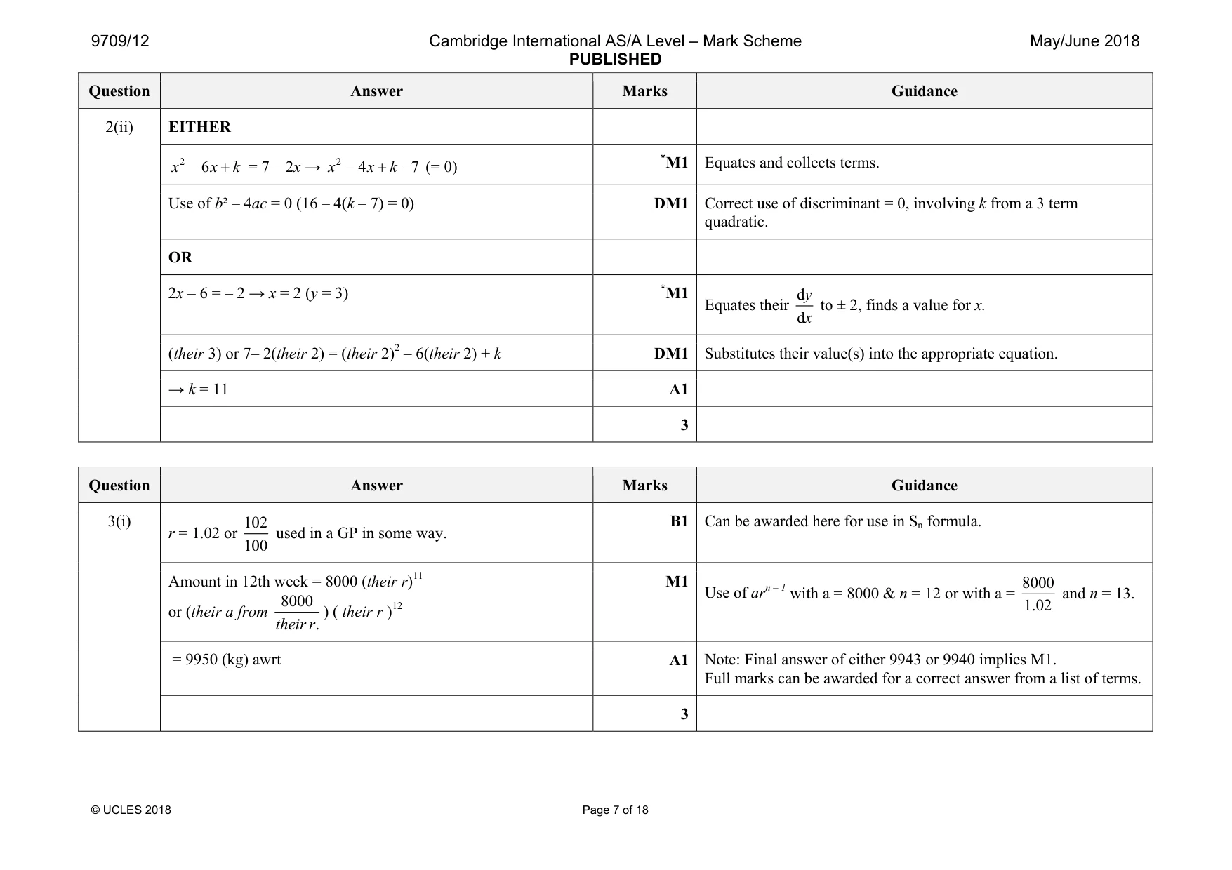 Mark scheme, page 7 of 18