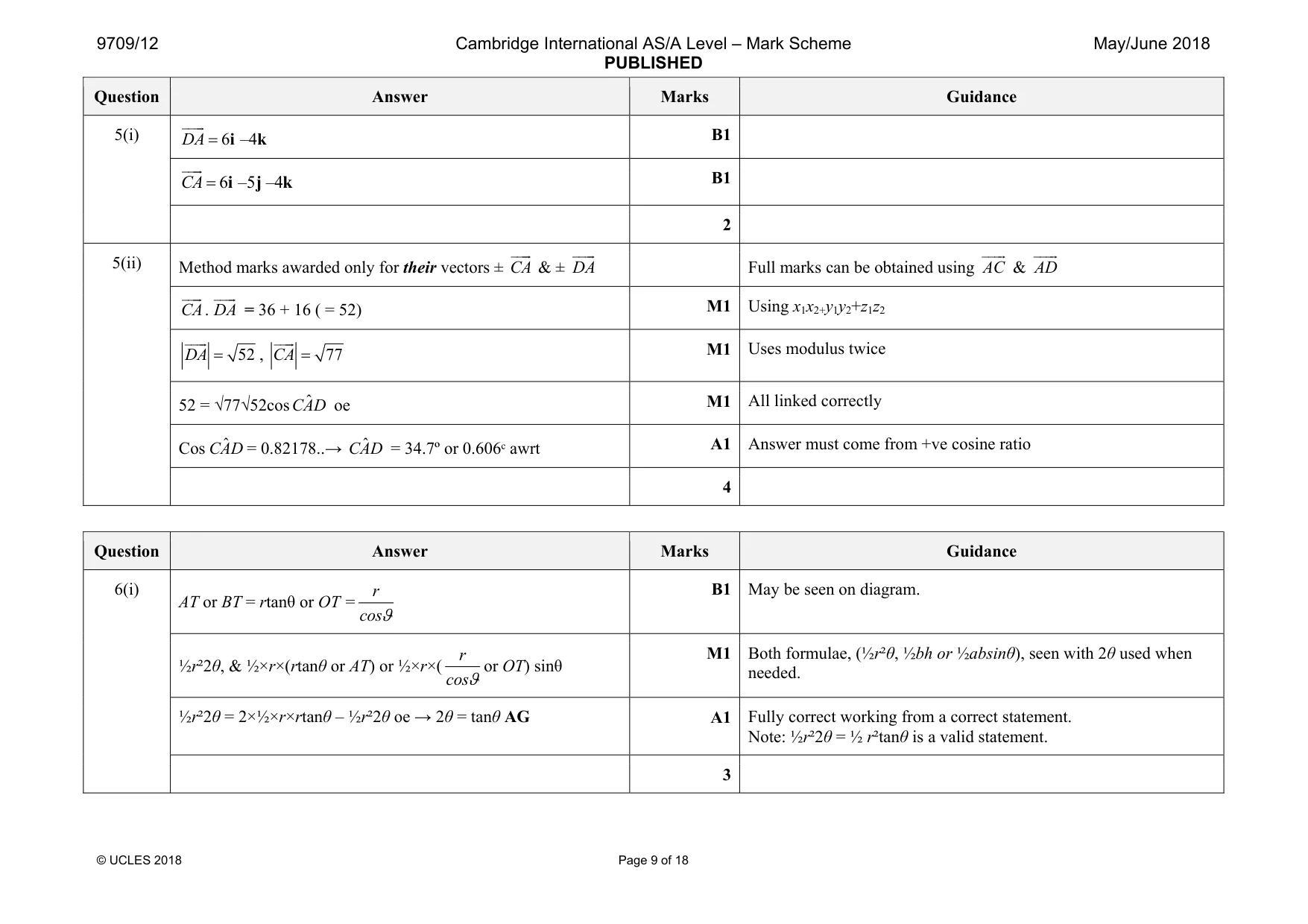 Mark scheme, page 9 of 18