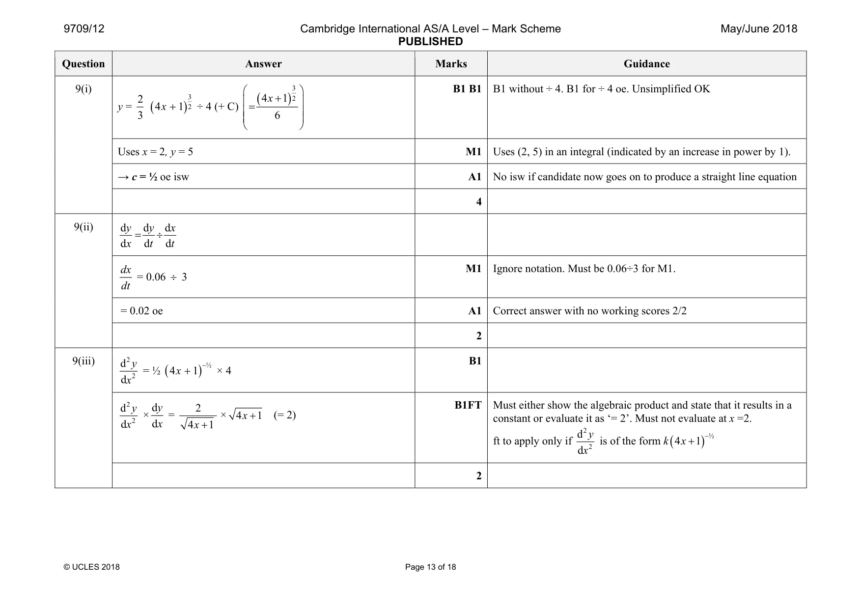 Mark scheme, page 13 of 18