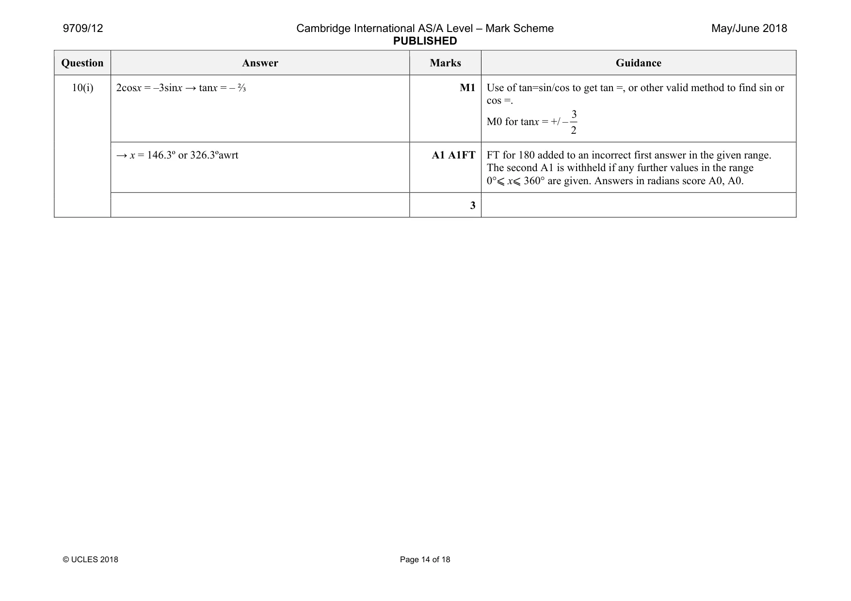 Mark scheme, page 14 of 18