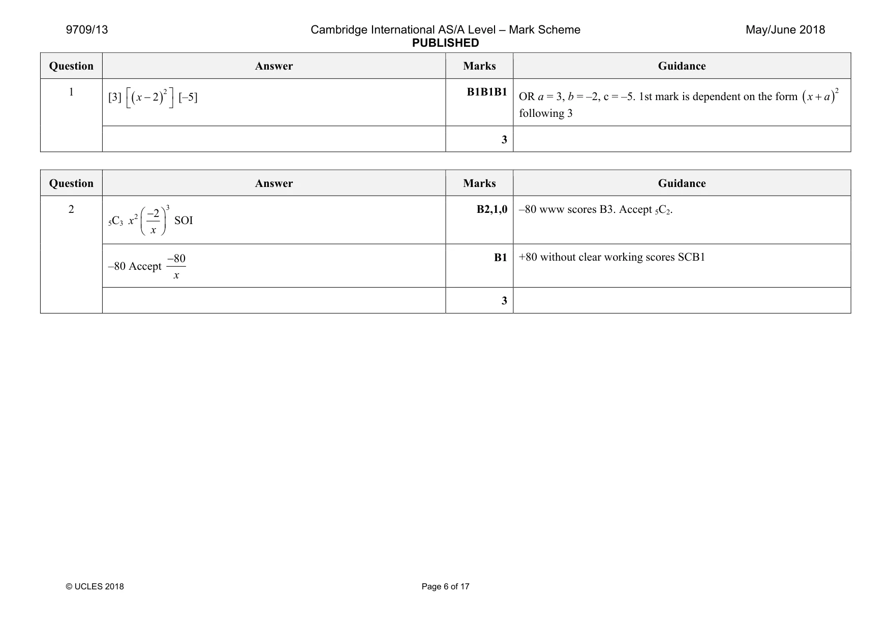 Mark scheme, page 6 of 17