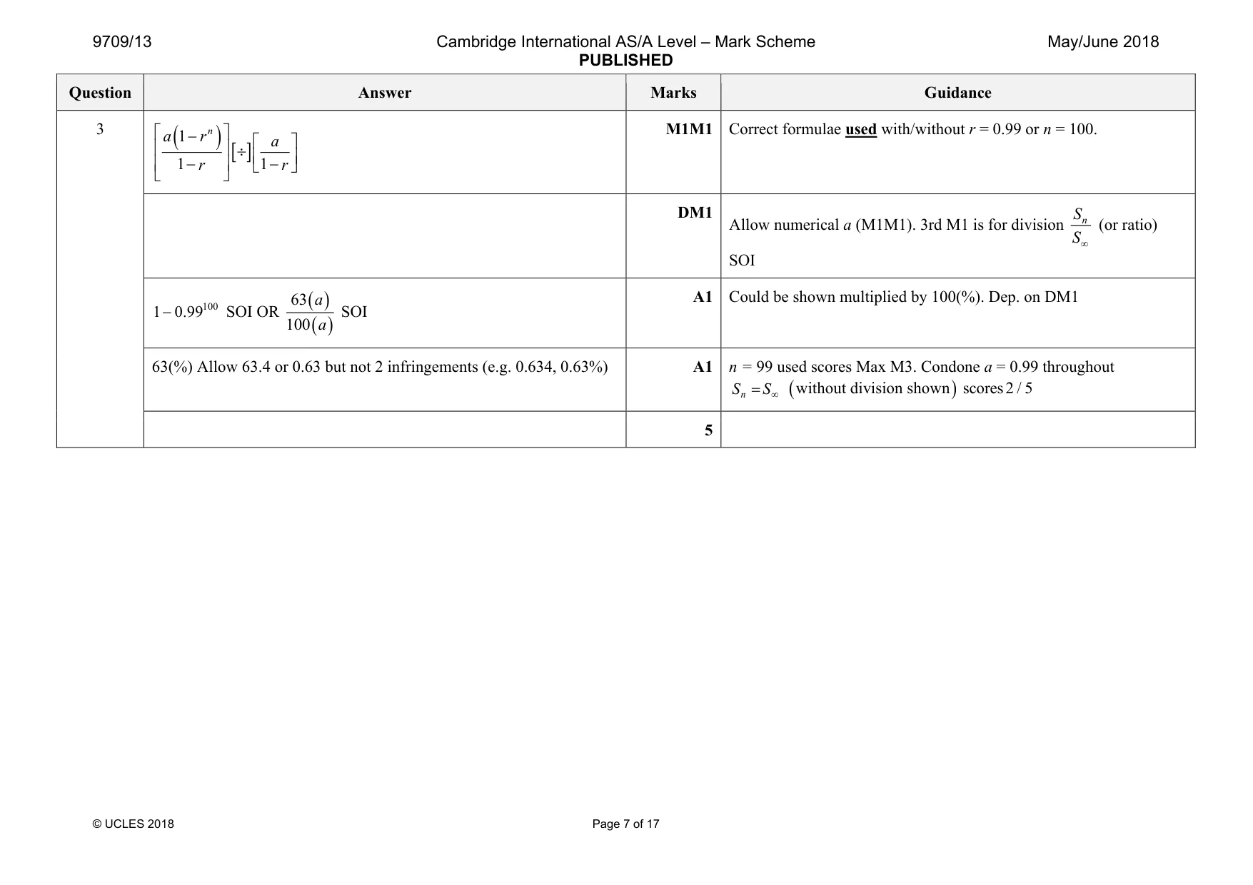 Mark scheme, page 7 of 17