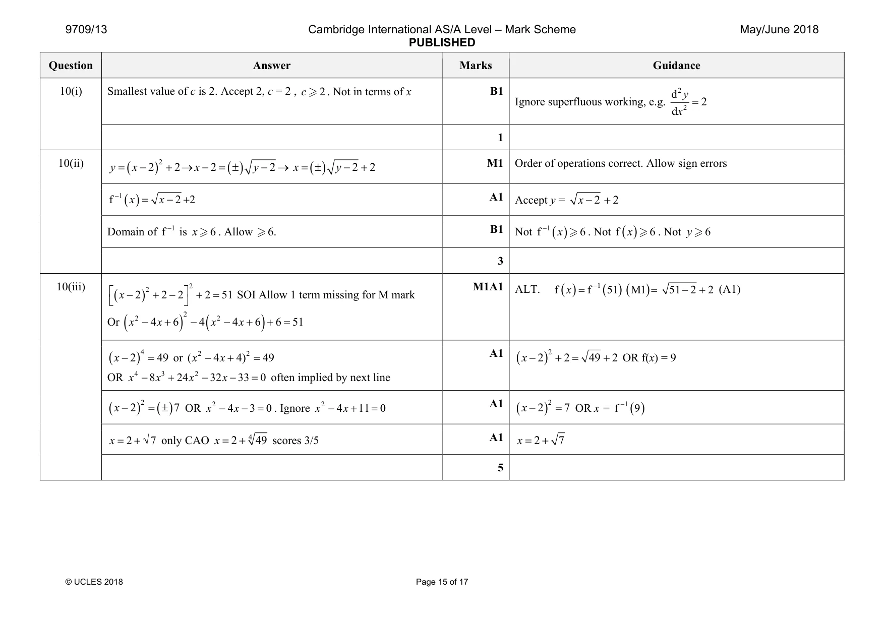Mark scheme, page 15 of 17