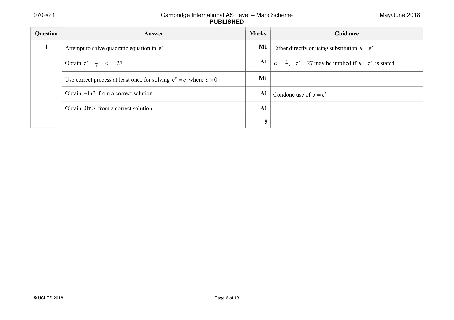 Mark scheme, page 6 of 13