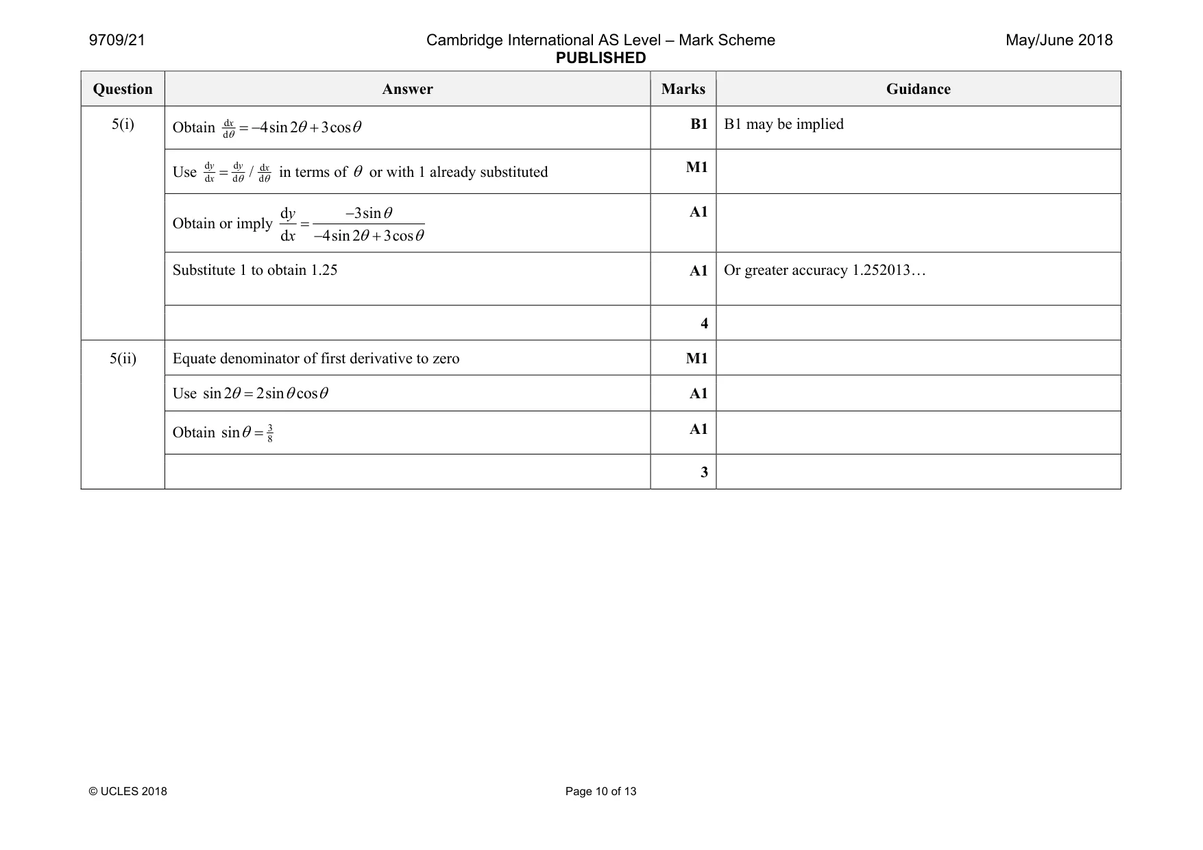 Mark scheme, page 10 of 13