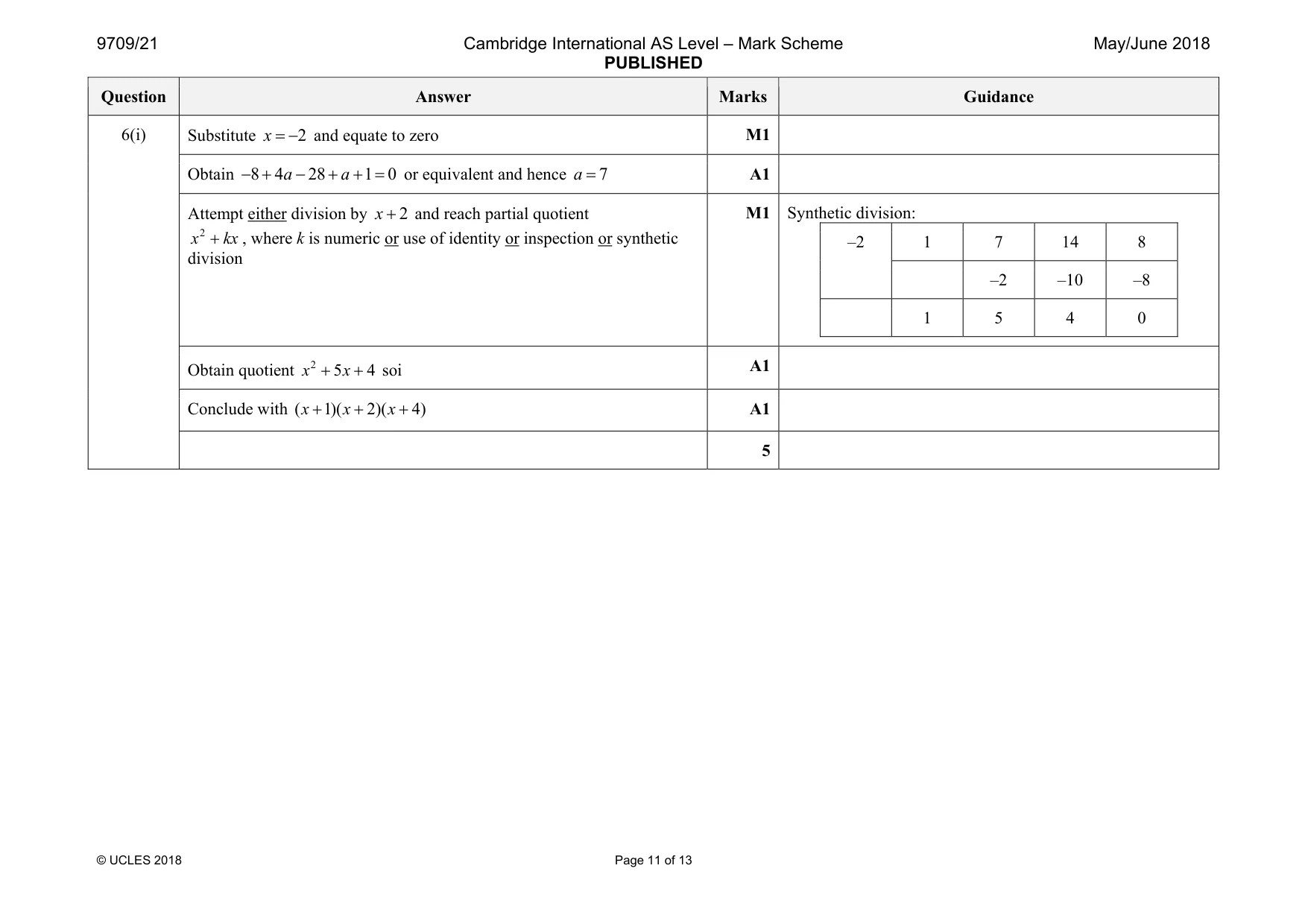 Mark scheme, page 11 of 13