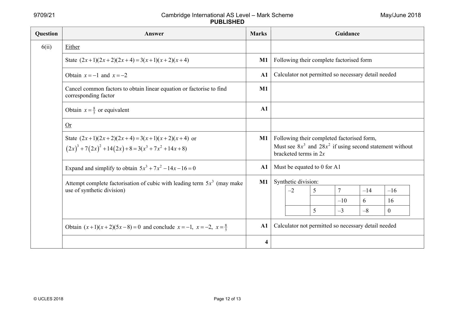 Mark scheme, page 12 of 13