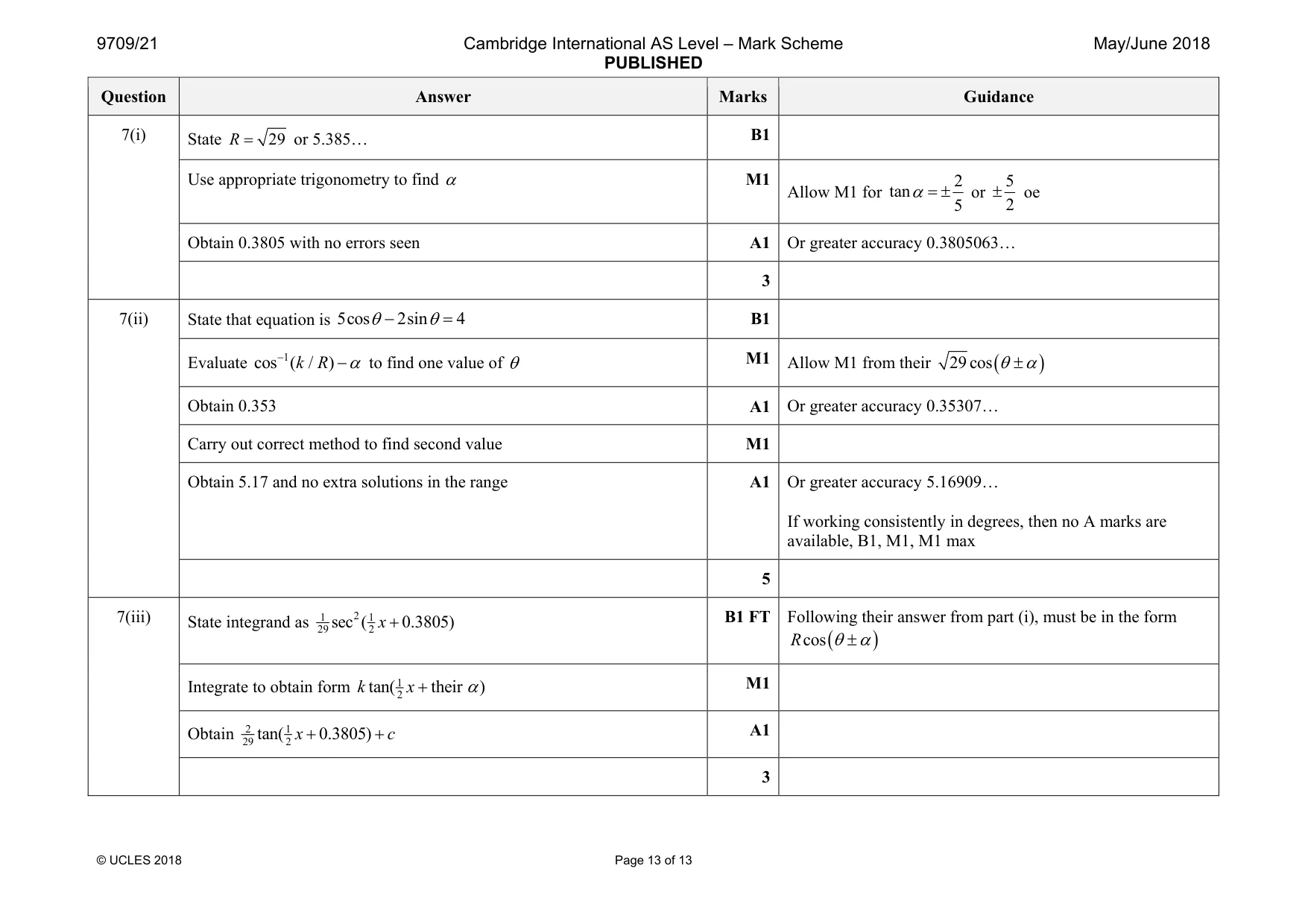 Mark scheme, page 13 of 13