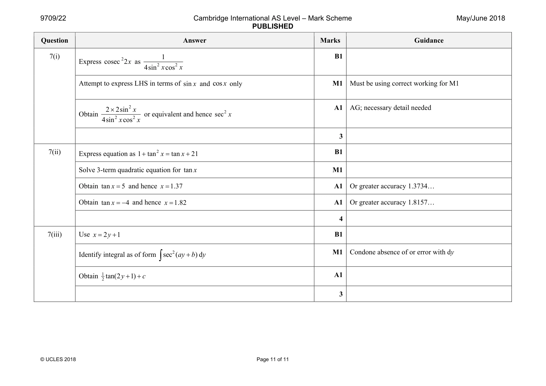 Mark scheme, page 11 of 11