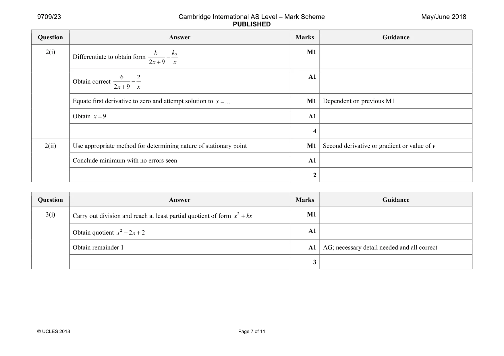 Mark scheme, page 7 of 11