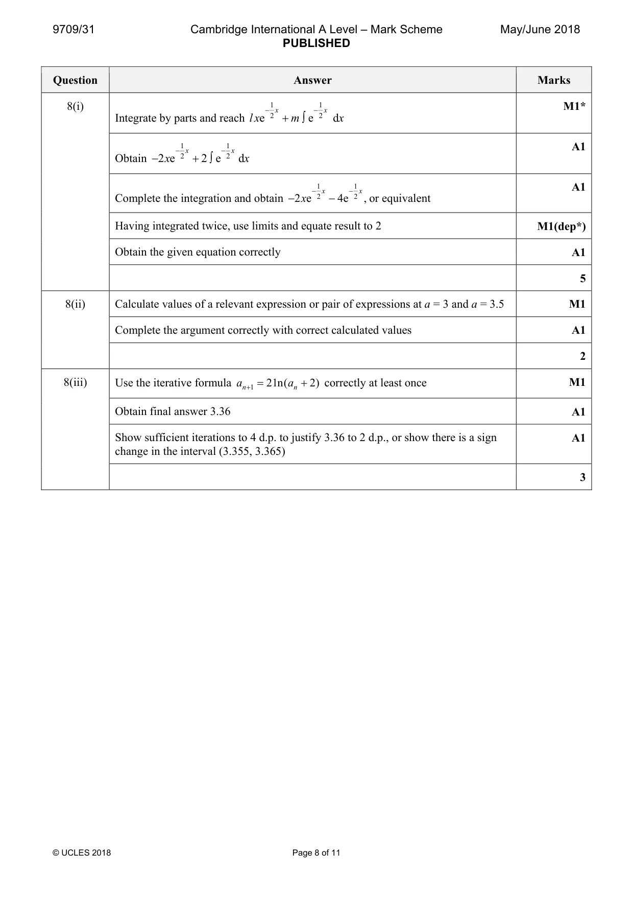 Mark scheme, page 8 of 11