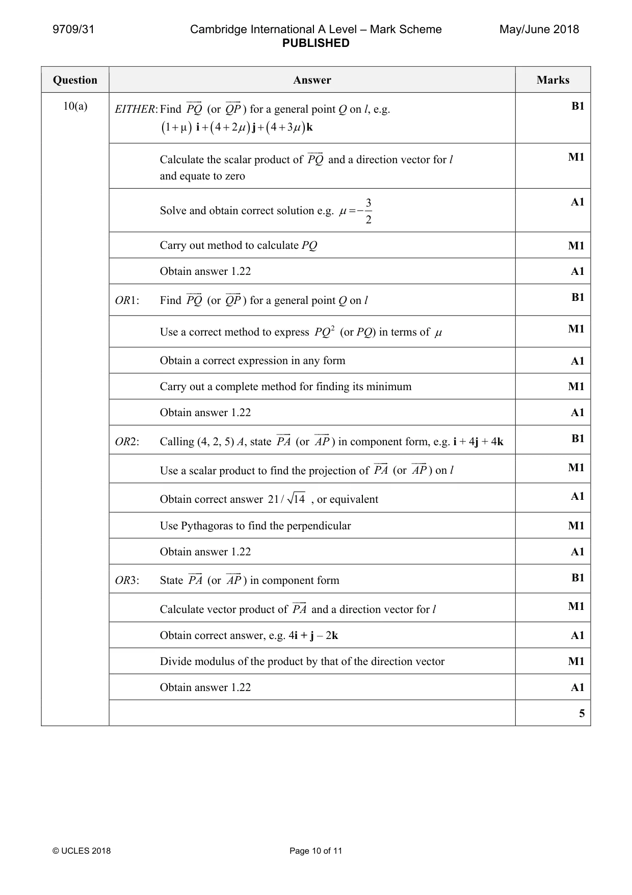 Mark scheme, page 10 of 11