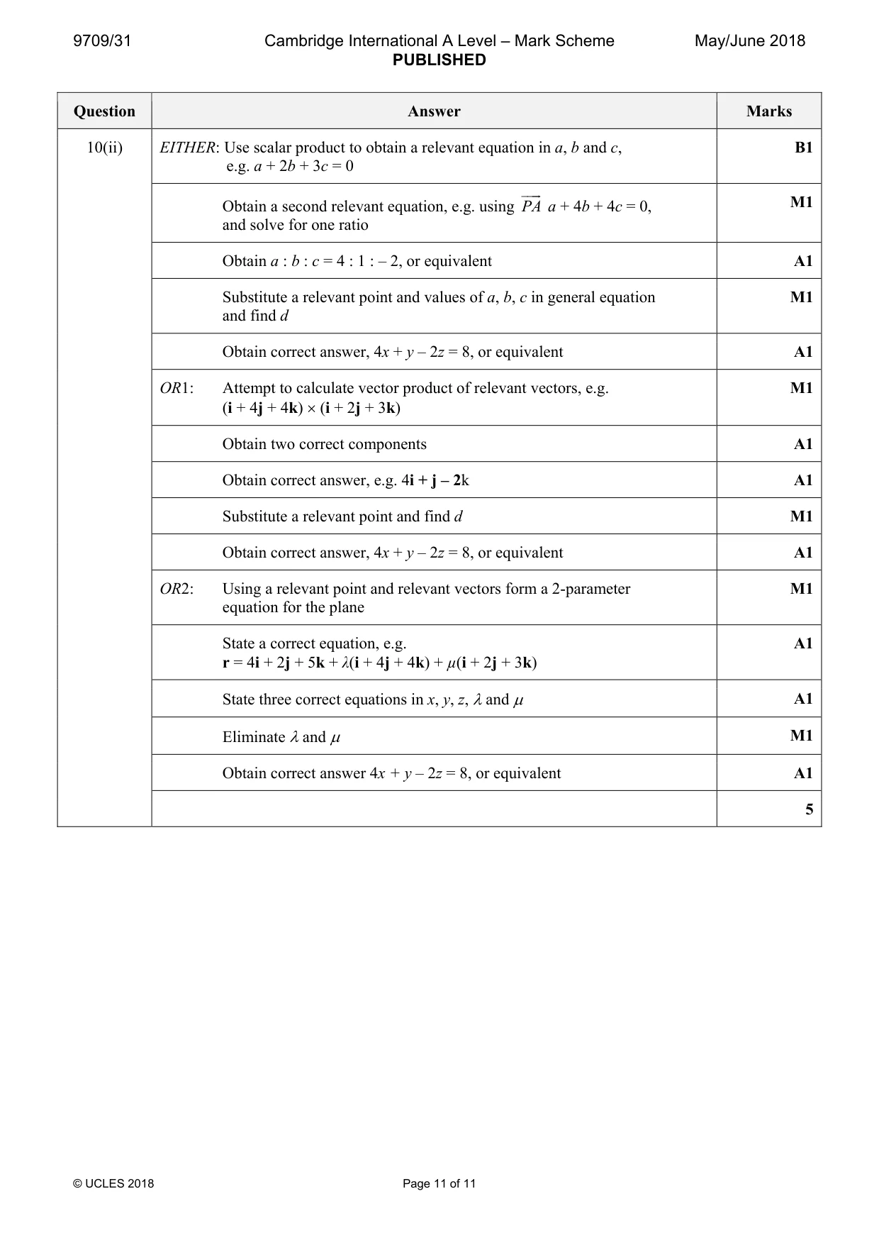 Mark scheme, page 11 of 11