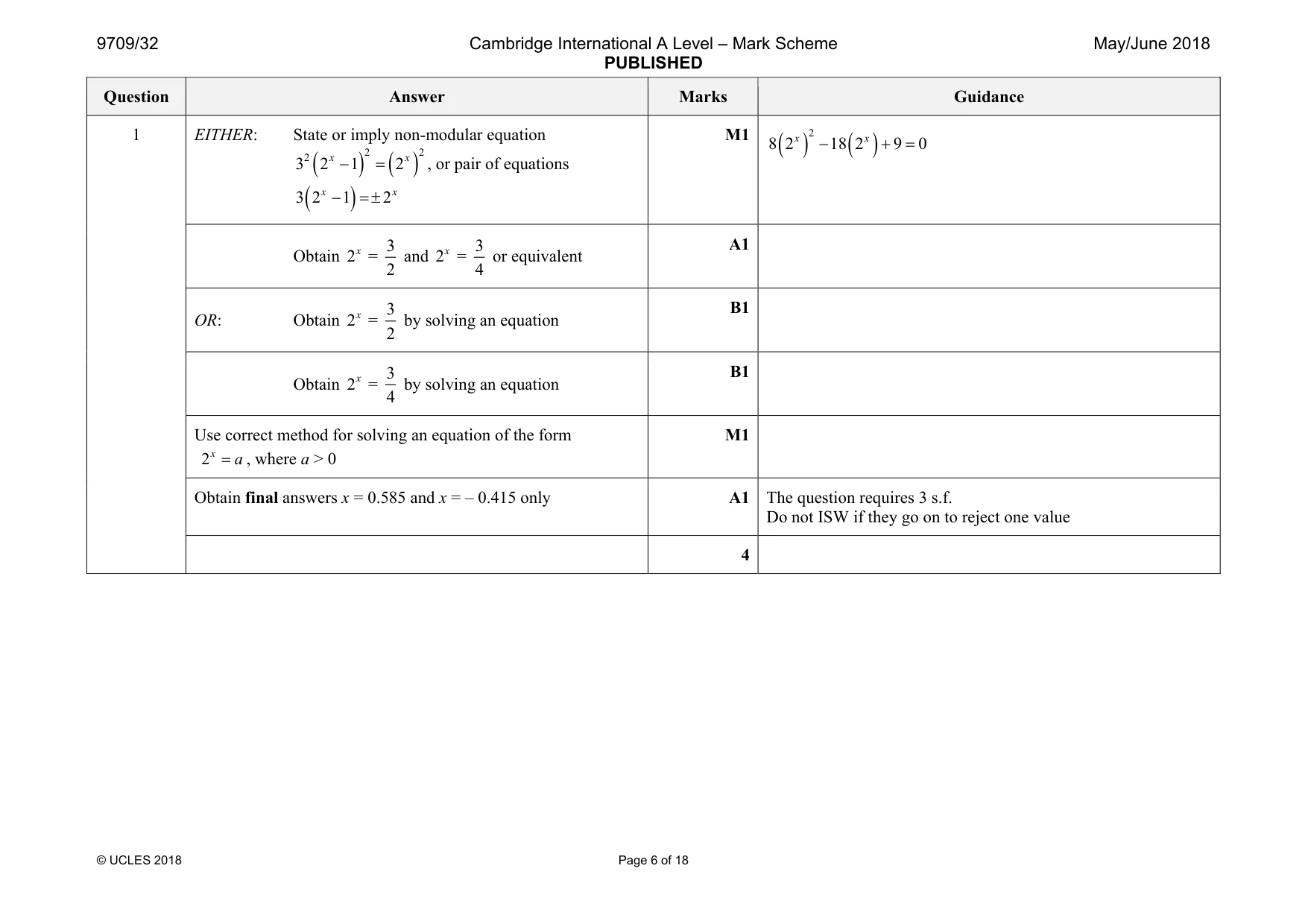 Mark scheme, page 6 of 18