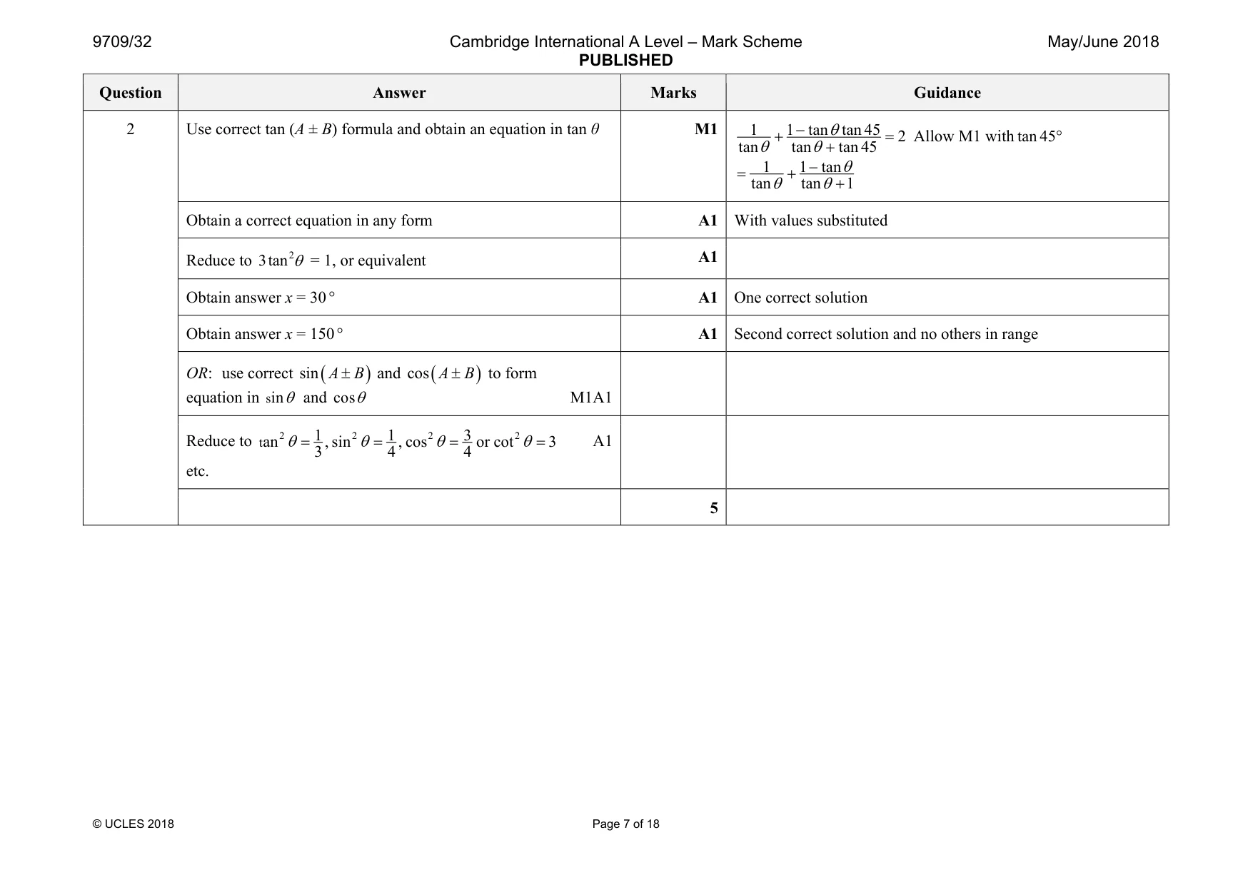 Mark scheme, page 7 of 18