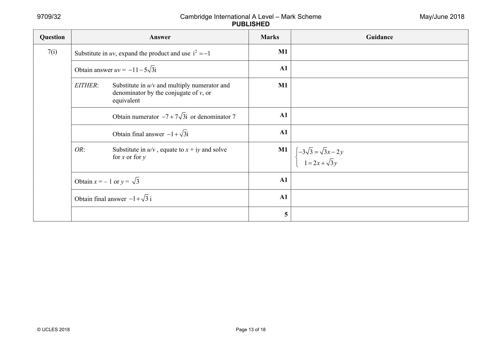 Mark scheme, page 13 of 18