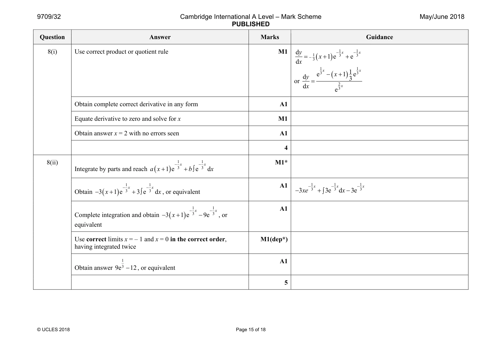 Mark scheme, page 15 of 18