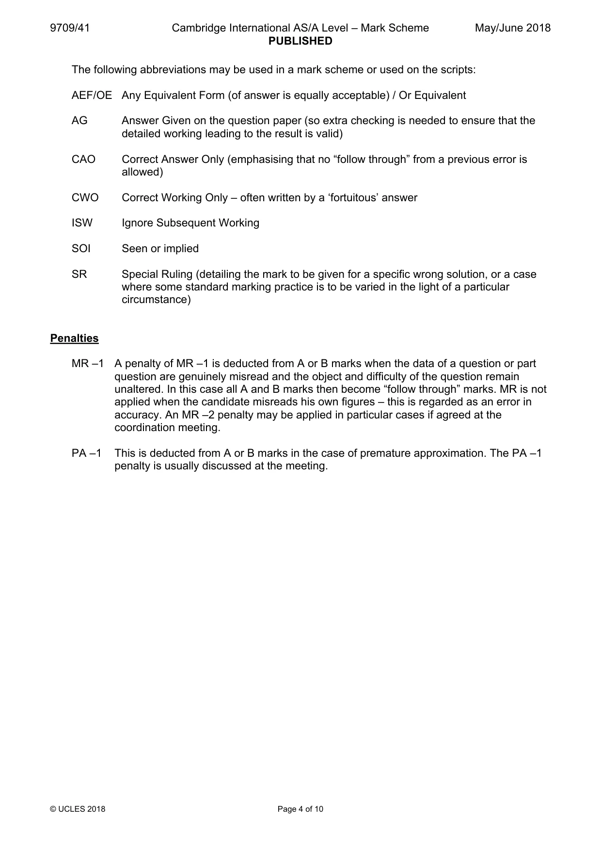 Mark scheme, page 4 of 10