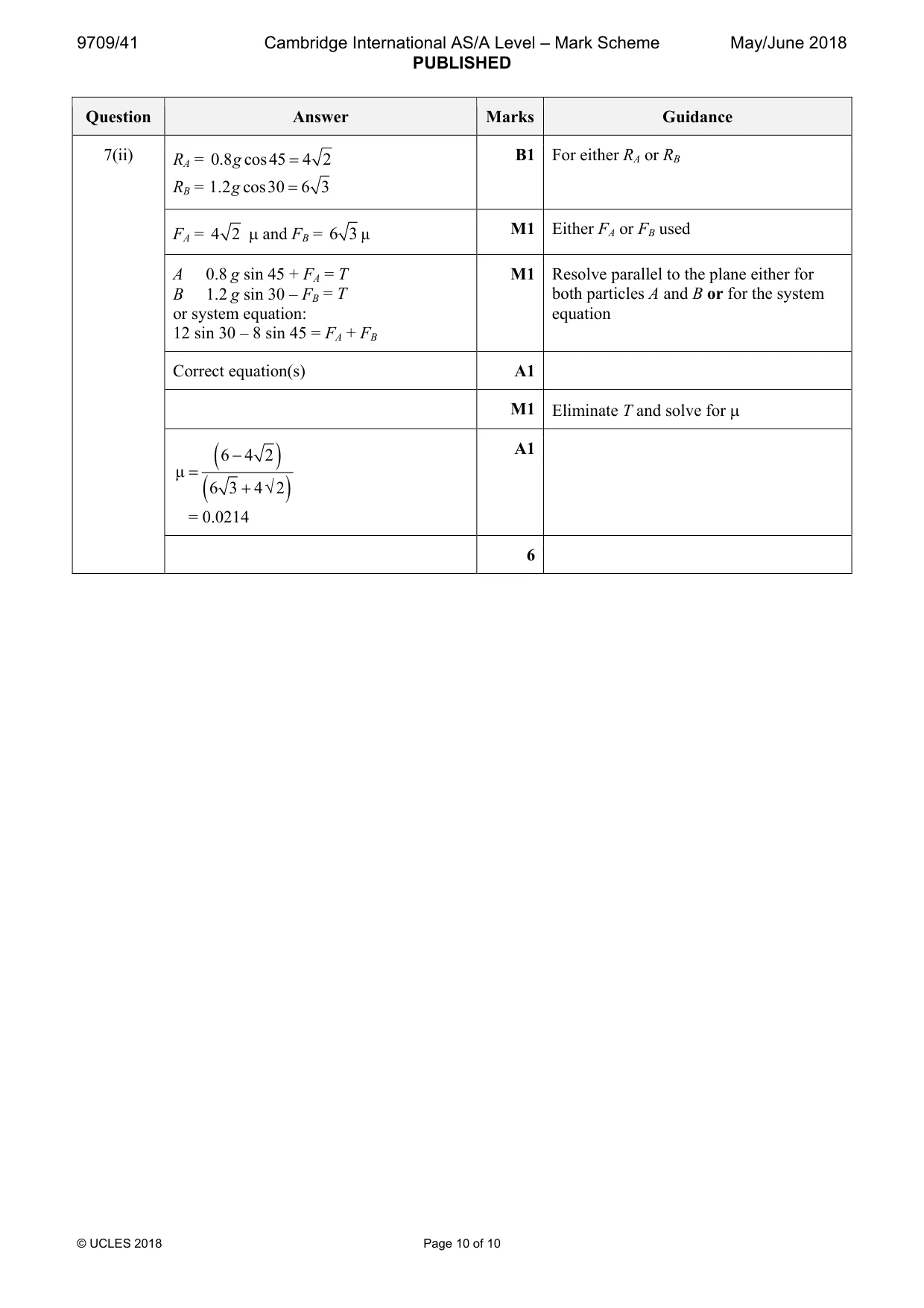 Mark scheme, page 10 of 10