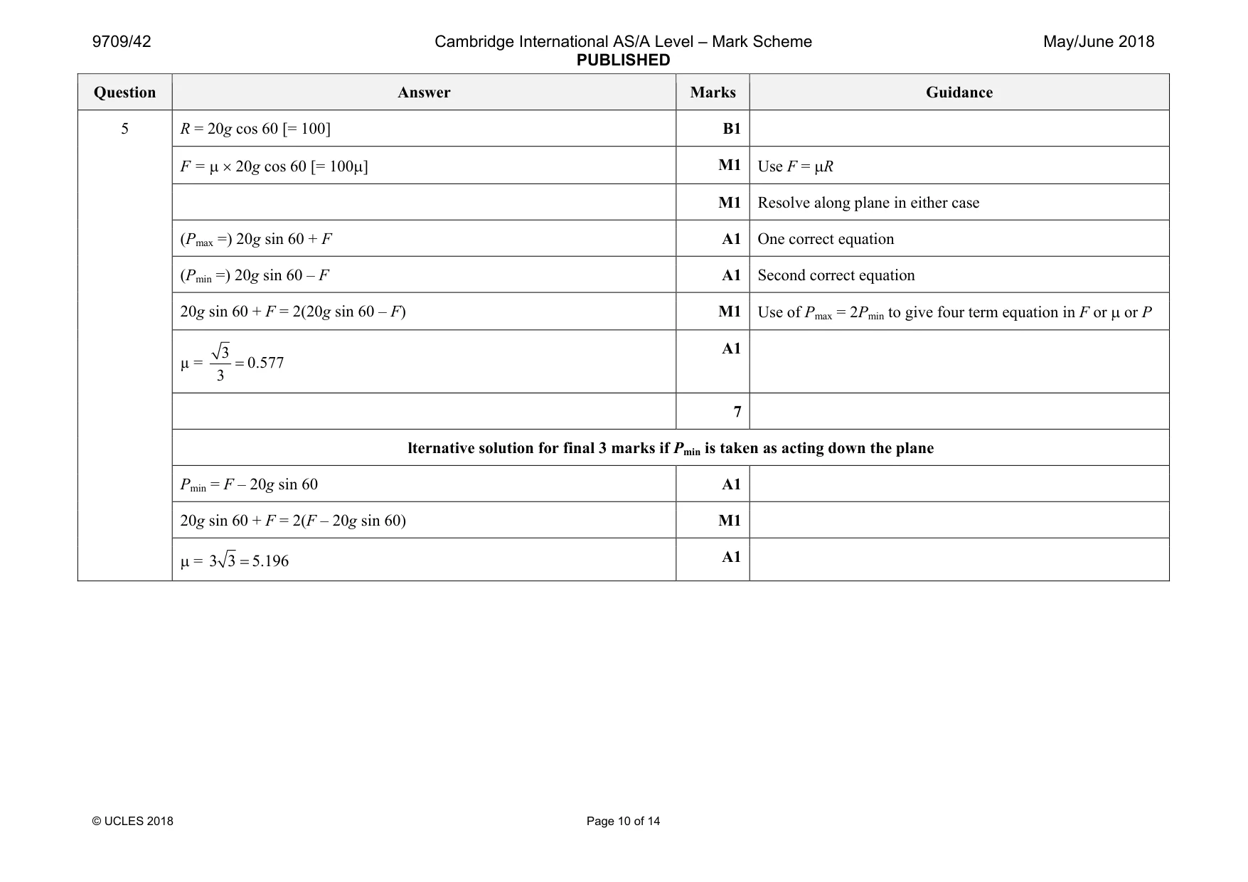Mark scheme, page 10 of 14