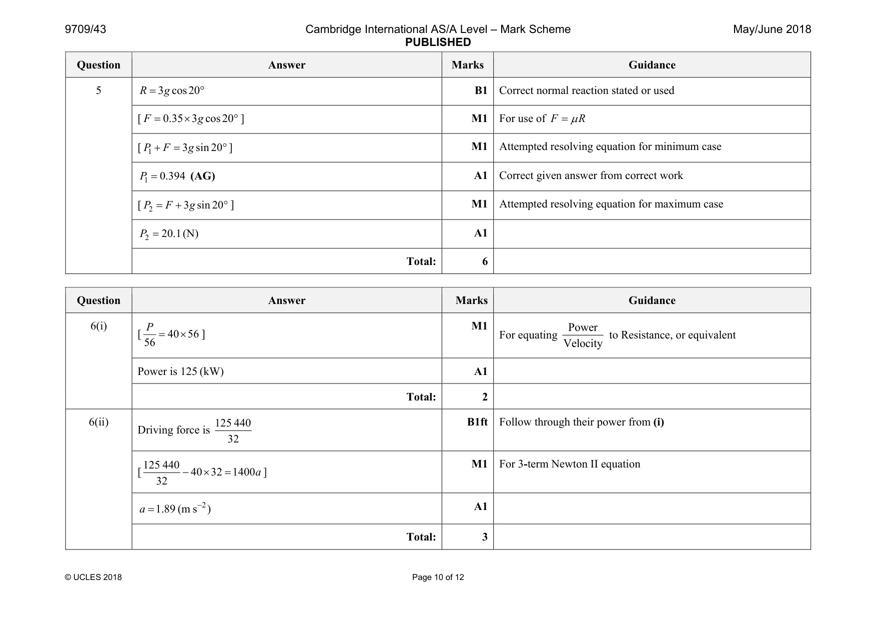 Mark scheme, page 10 of 12