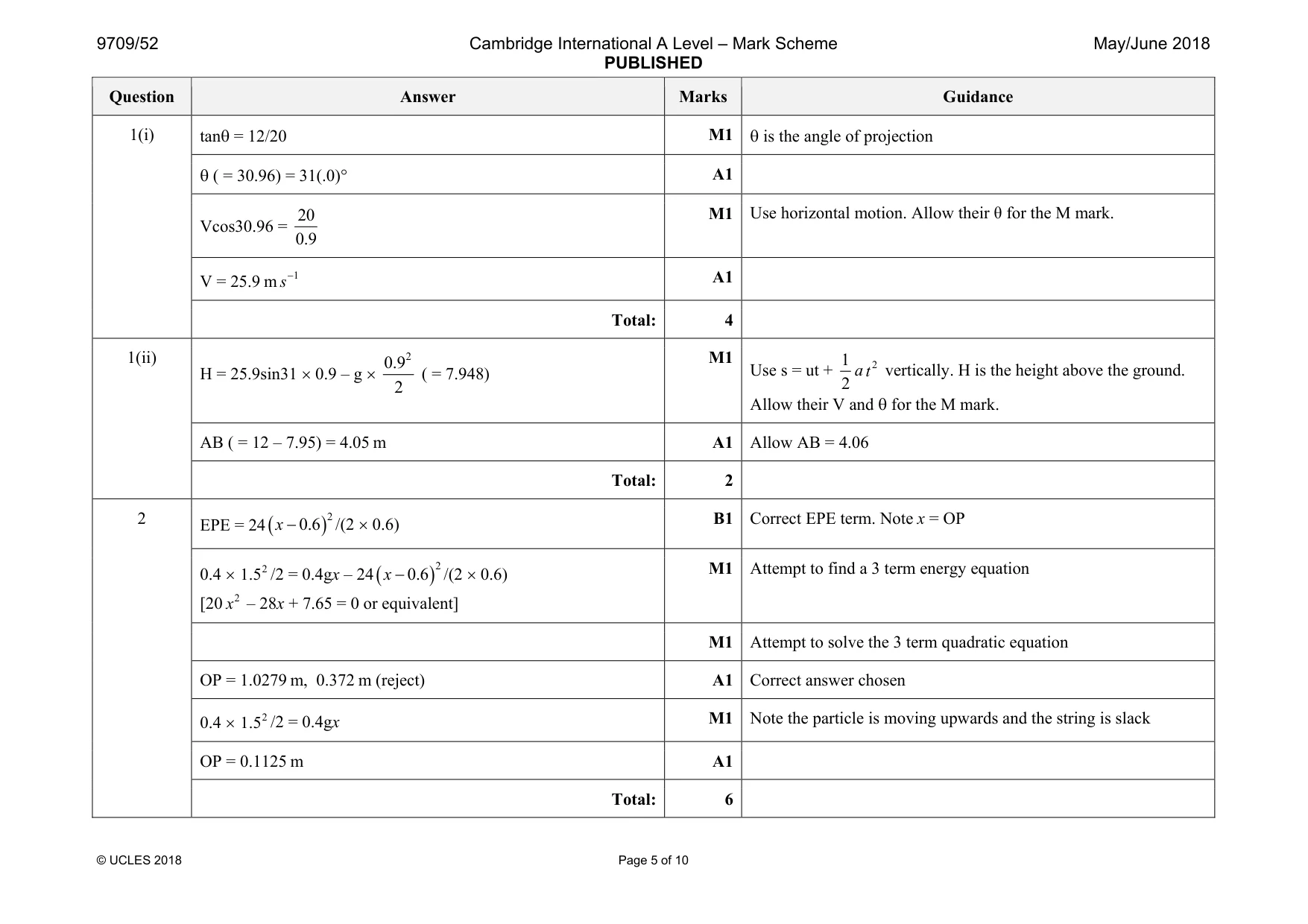 Mark scheme, page 5 of 10