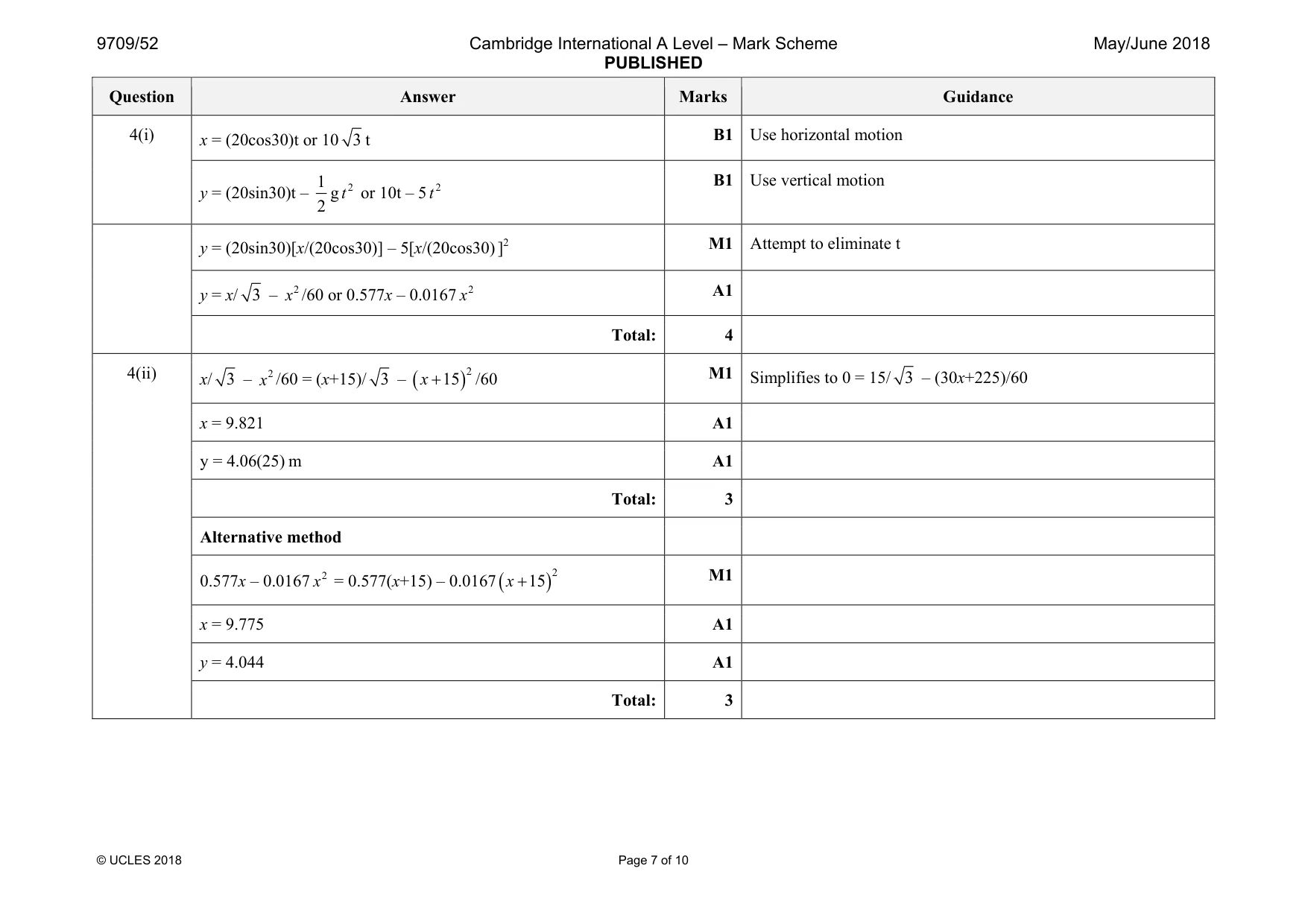 Mark scheme, page 7 of 10