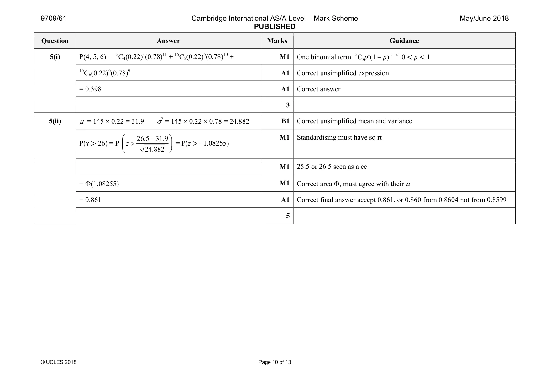 Mark scheme, page 10 of 13