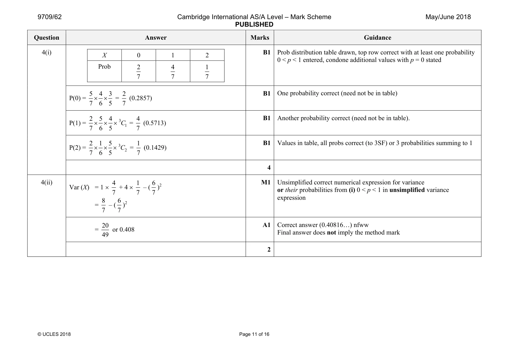 Mark scheme, page 11 of 16